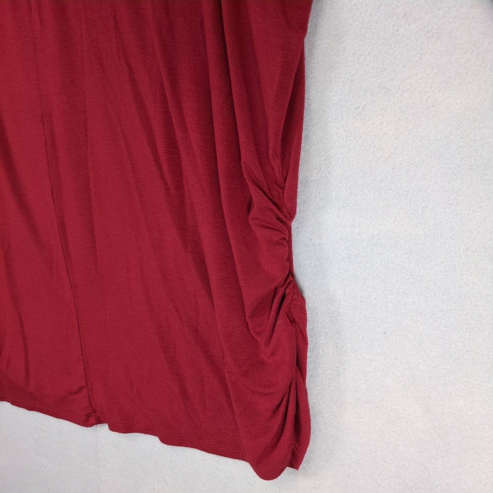 Other Zenana Women's 1X Burgundy Ruched Dolman Sleeve Top Size XL / US 12-14 / IT 48-50 - 4 Thumbnail