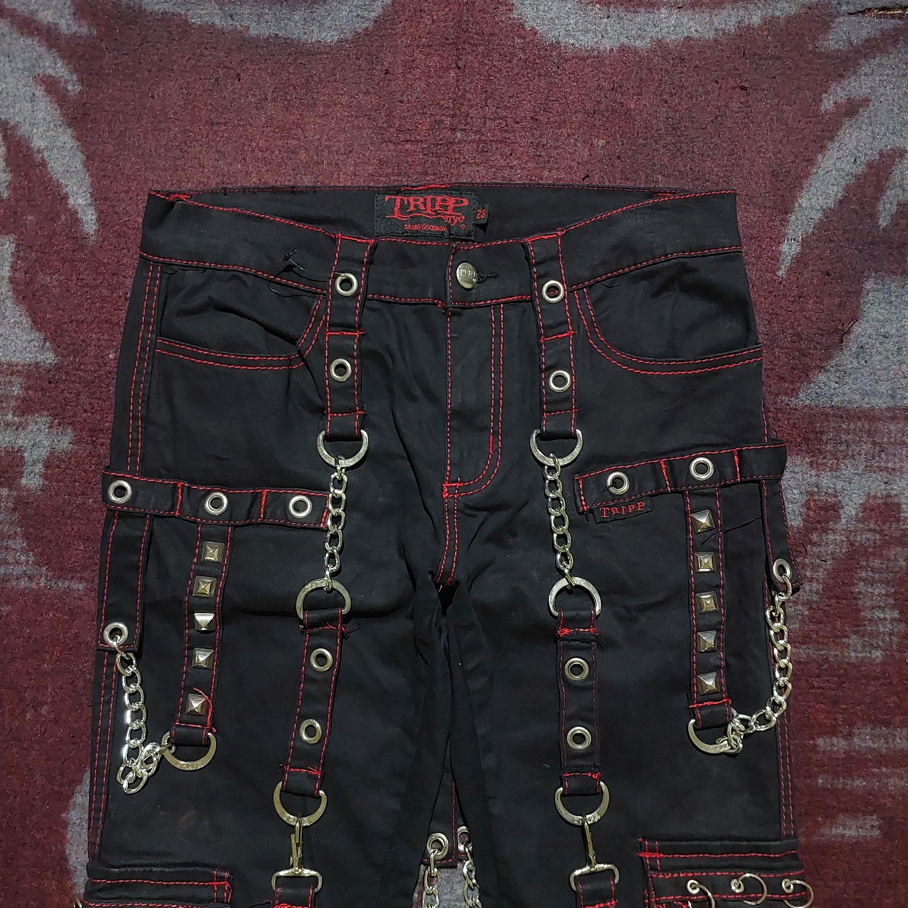 Tripp NYC Avant Garde Trip NYC X-Strap studded cargo Bondage Pants Size US 28 / EU 44 - 4 Thumbnail