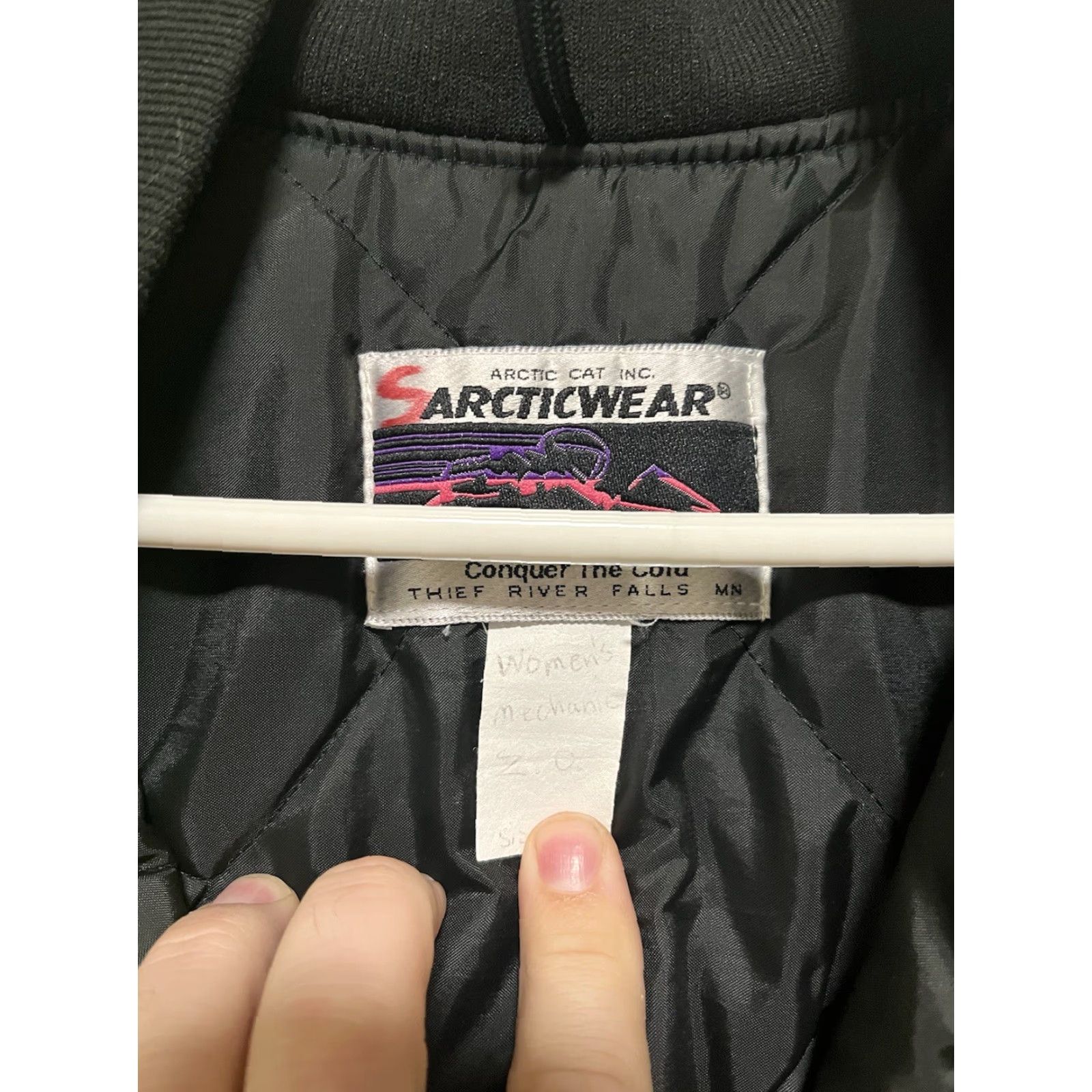Vintage VINTAGE Arctic Cat Coat Womens M Black 90s USA Bomber Jacket Zip Full Zip Insulated Pockets Winter Fall Knit Nylon Silver Logo Embroidered Size M / US 6-8 / IT 42-44 - 2 Thumbnail