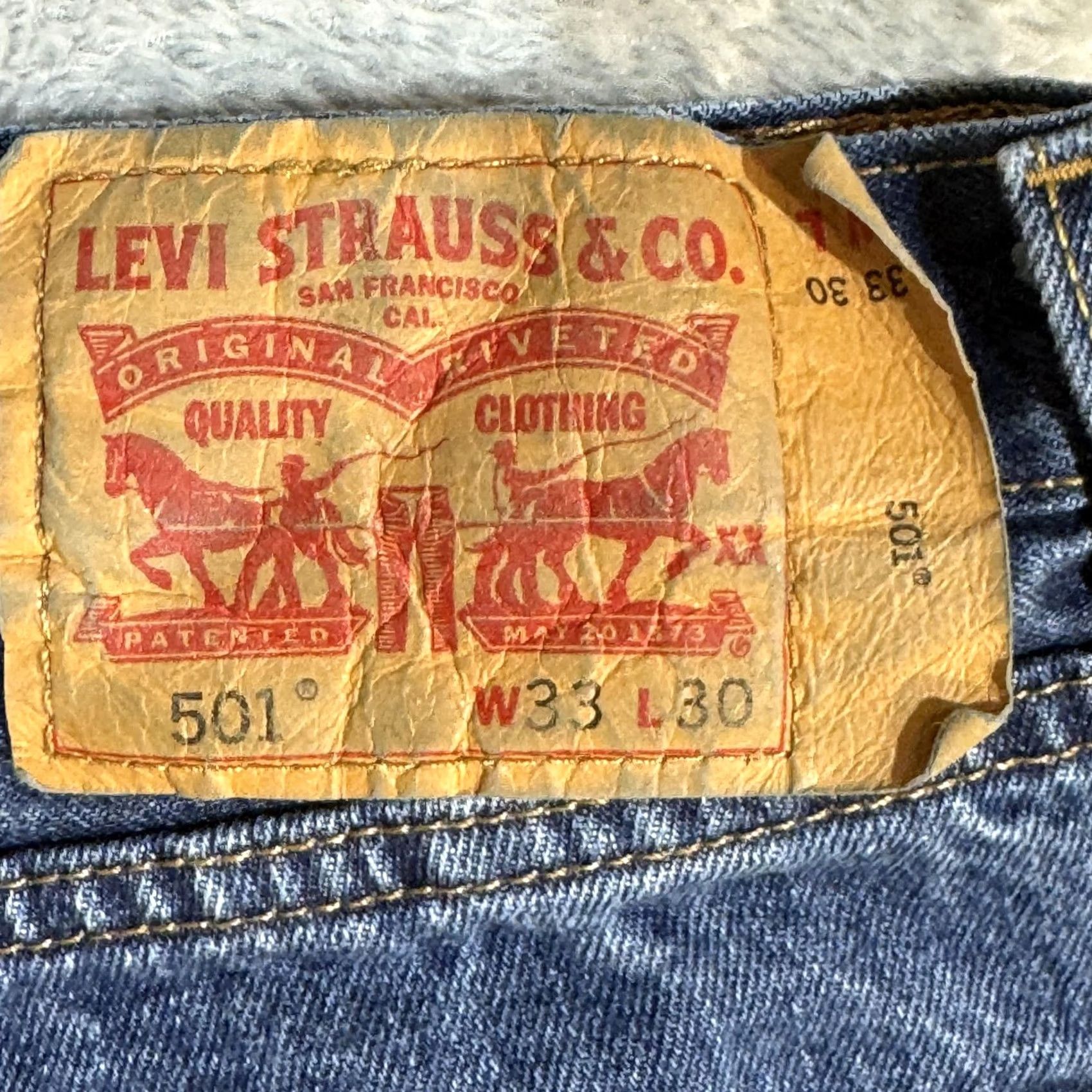 Levi's Levis 501 Jeans Mens 33x30 Blue Original Fit Button Fly Red Tab Denim Size US 33 - 4 Thumbnail