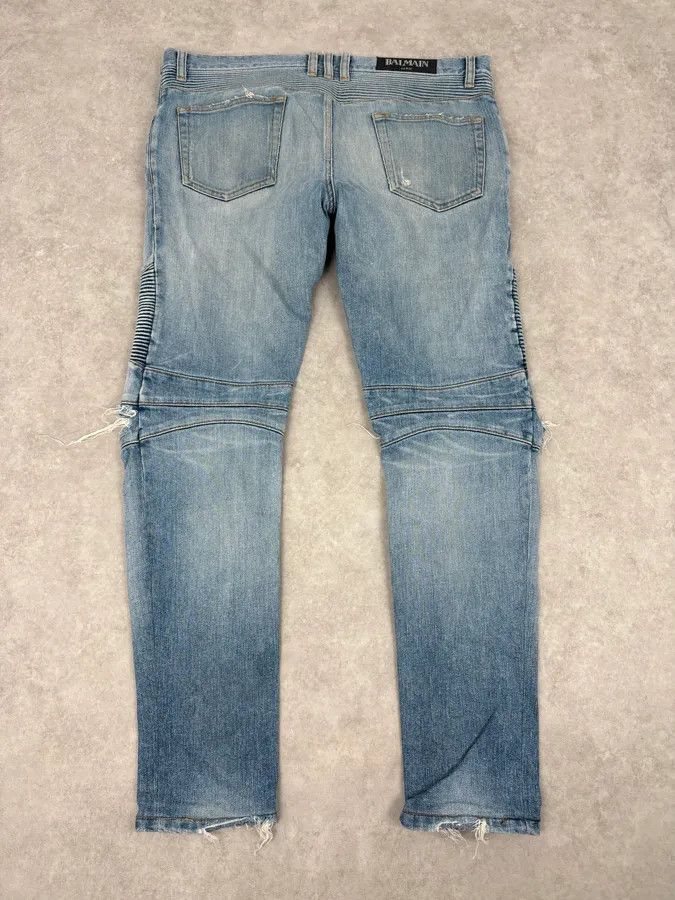 Balmain 2010s Balmain Light Blue Denim Distressed Jeans Size US 33 - 6 Thumbnail