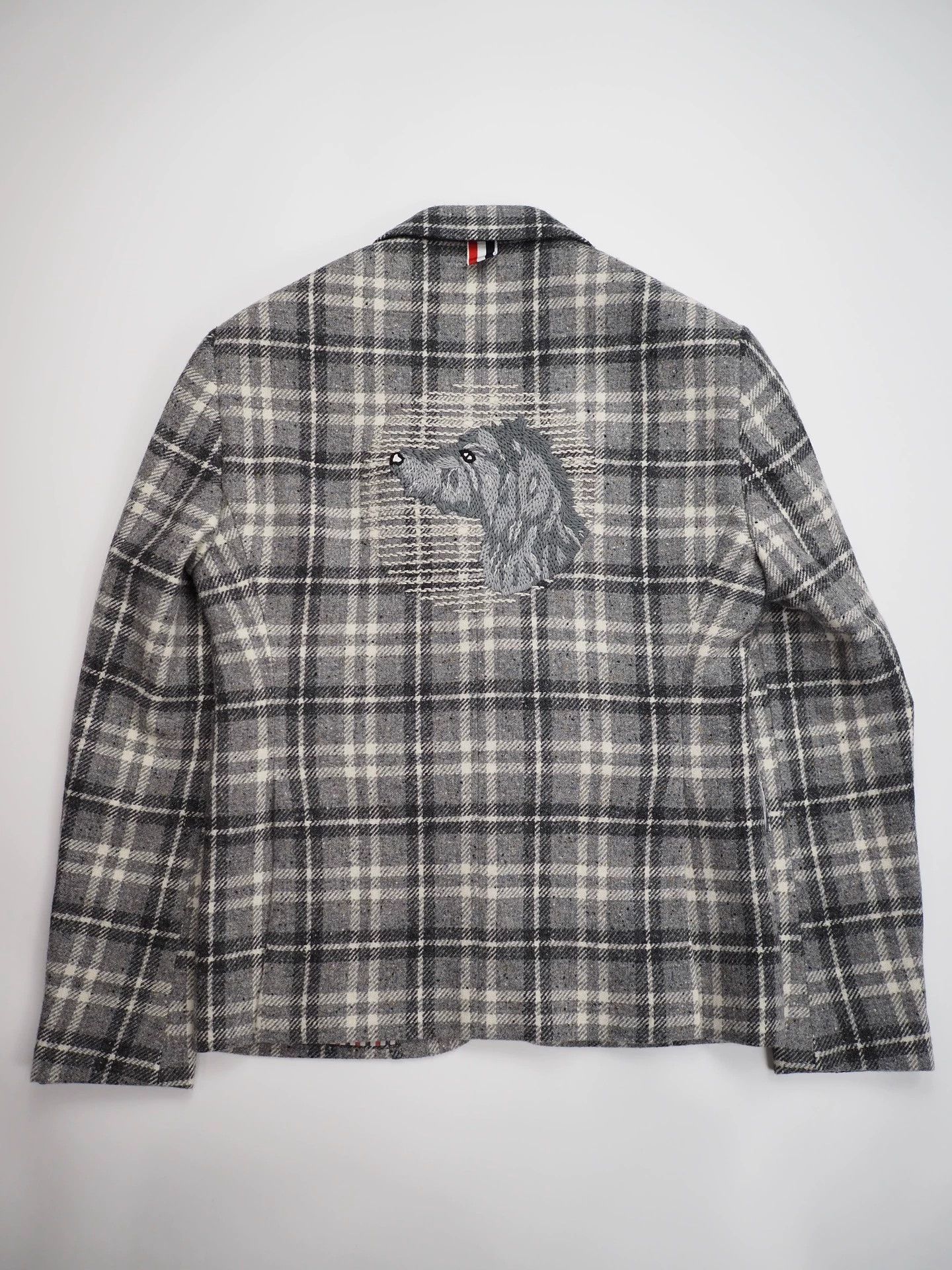 Thom Browne Dachshund Embroidered Plaid Blazer Size 36R - 2 Thumbnail