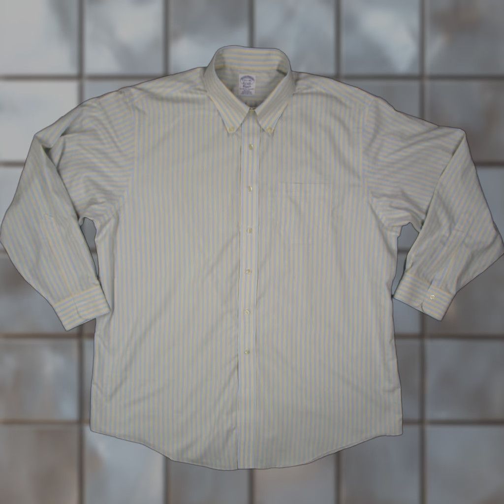 Brooks Brothers Brooks Brothers Men's Classic Dress Shirt 17.5 34 Blue Striped Non-Iron Button Up Business Casual Size 34R - 1 Thumbnail