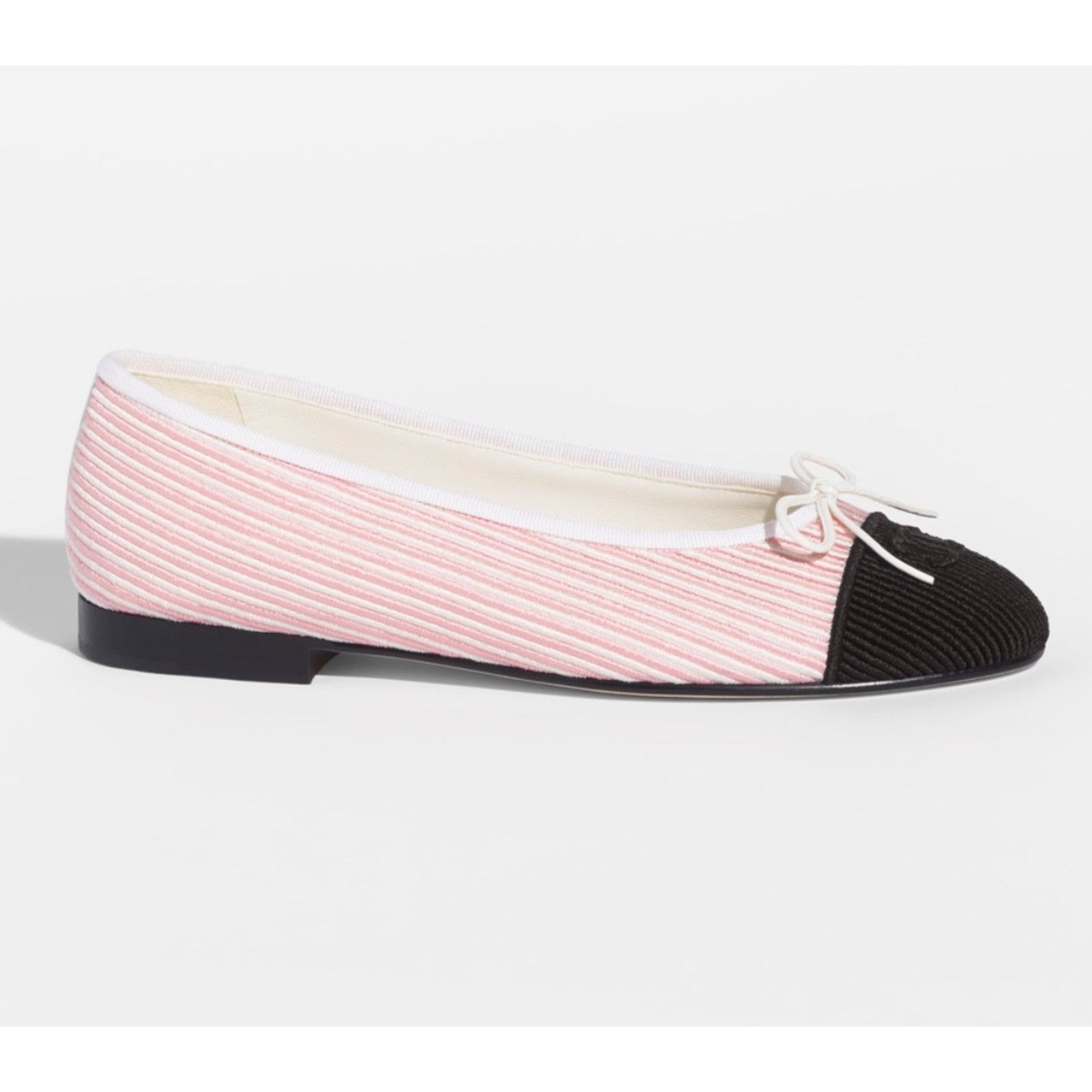 Chanel Chanel 24S Pink White Black Pinstripe Stripe CC Logo Ballet Size US 7 / IT 37 - 1 Thumbnail