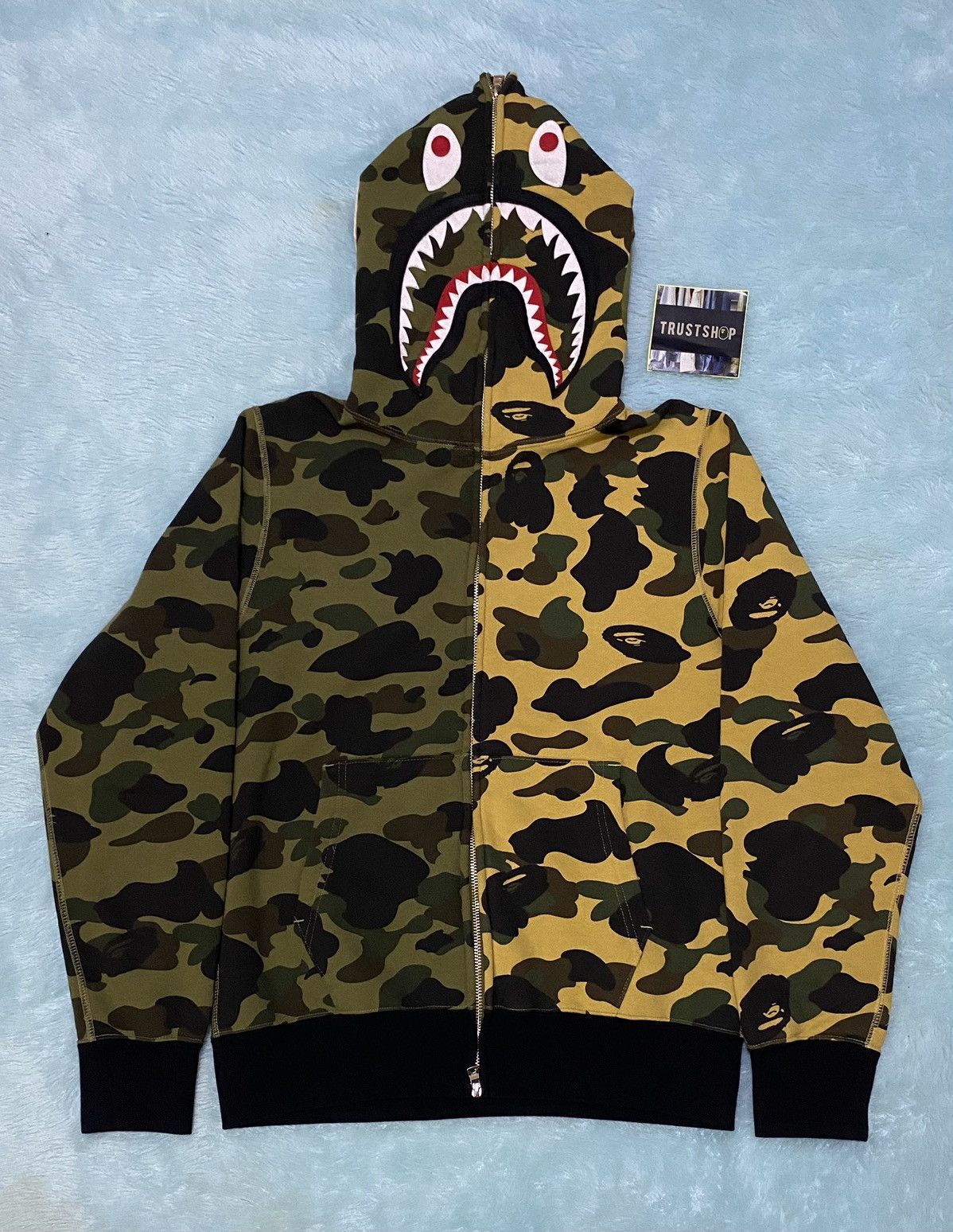 Bape 1st Camo Half Shark Full Zip Hoodie | Grailed