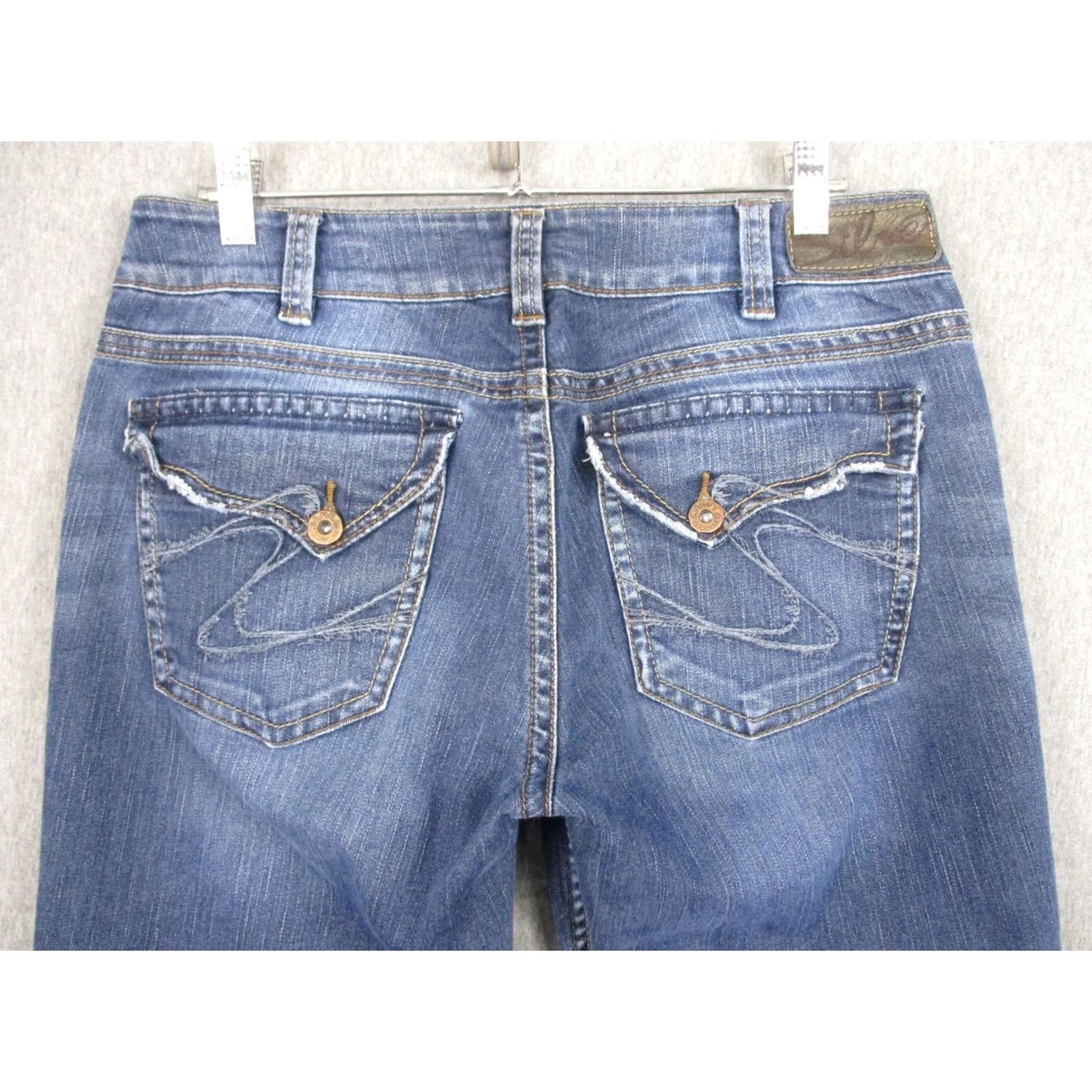 Silver Jeans Co. Silver Jeans Suki Surplus Jeans Womens 31x32 Blue Medium Wash Bootcut Denim Jeans Women's W31 L32 Size 24" / US 00 / IT 34 - 7 Thumbnail
