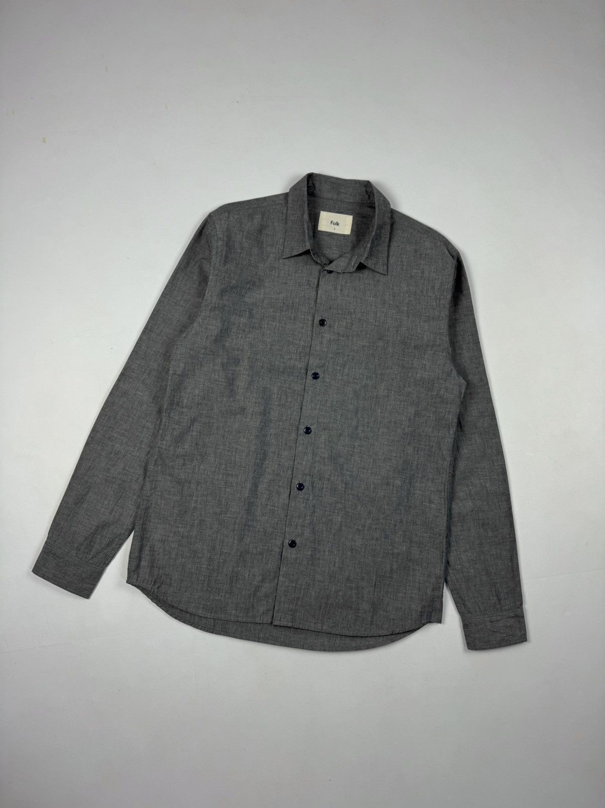Folk FOLK Grey Cotton Button Down Long Sleeve Shirt Size US M / EU 48-50 / 2 - 2 Thumbnail