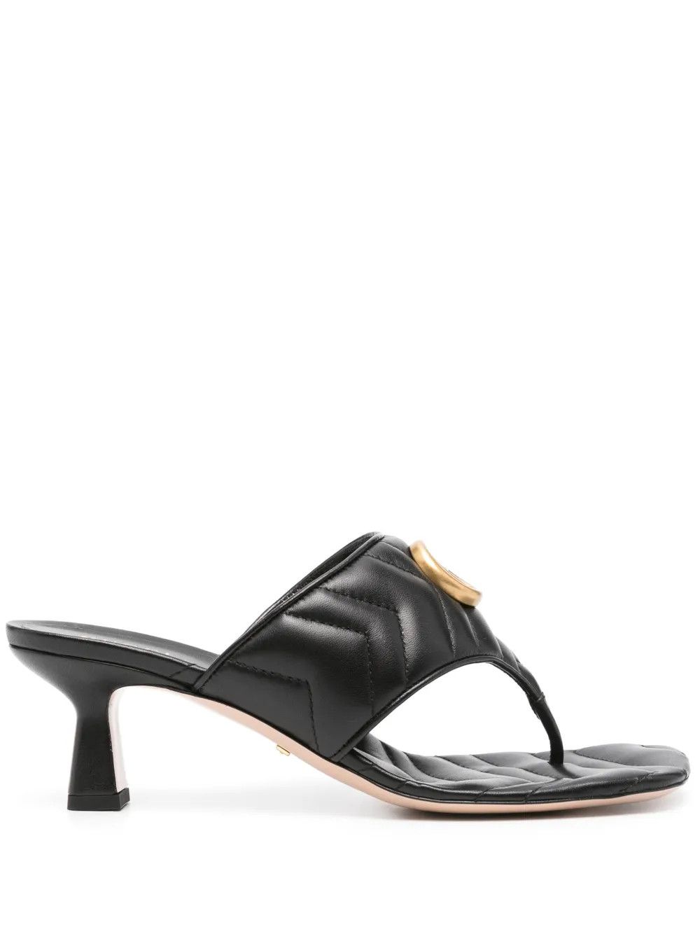 o1s1wg110125 Leather Double G Thong Sandals in Black