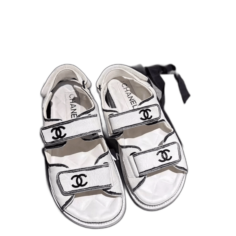Chanel Chanel Black and White Velcro Sandals Size US 6 / IT 36 - 1 Thumbnail
