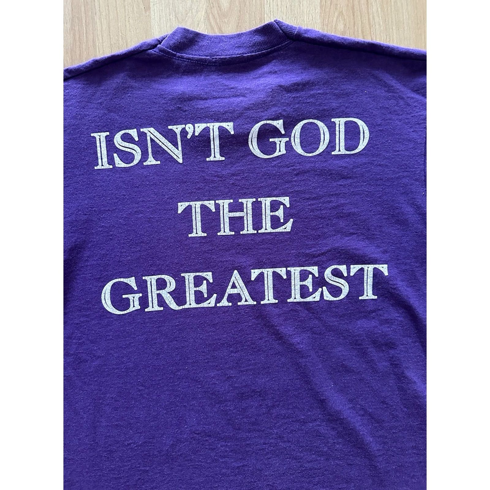 Vintage VINTAGE 80s God Is Like… Bible Jesus Tee Shirt Mens Large Purple Cotton Screen Stars Short Sleeve Crew Neck Double Sided Graphic 90s USA Mens Size US L / EU 52-54 / 3 - 8 Thumbnail