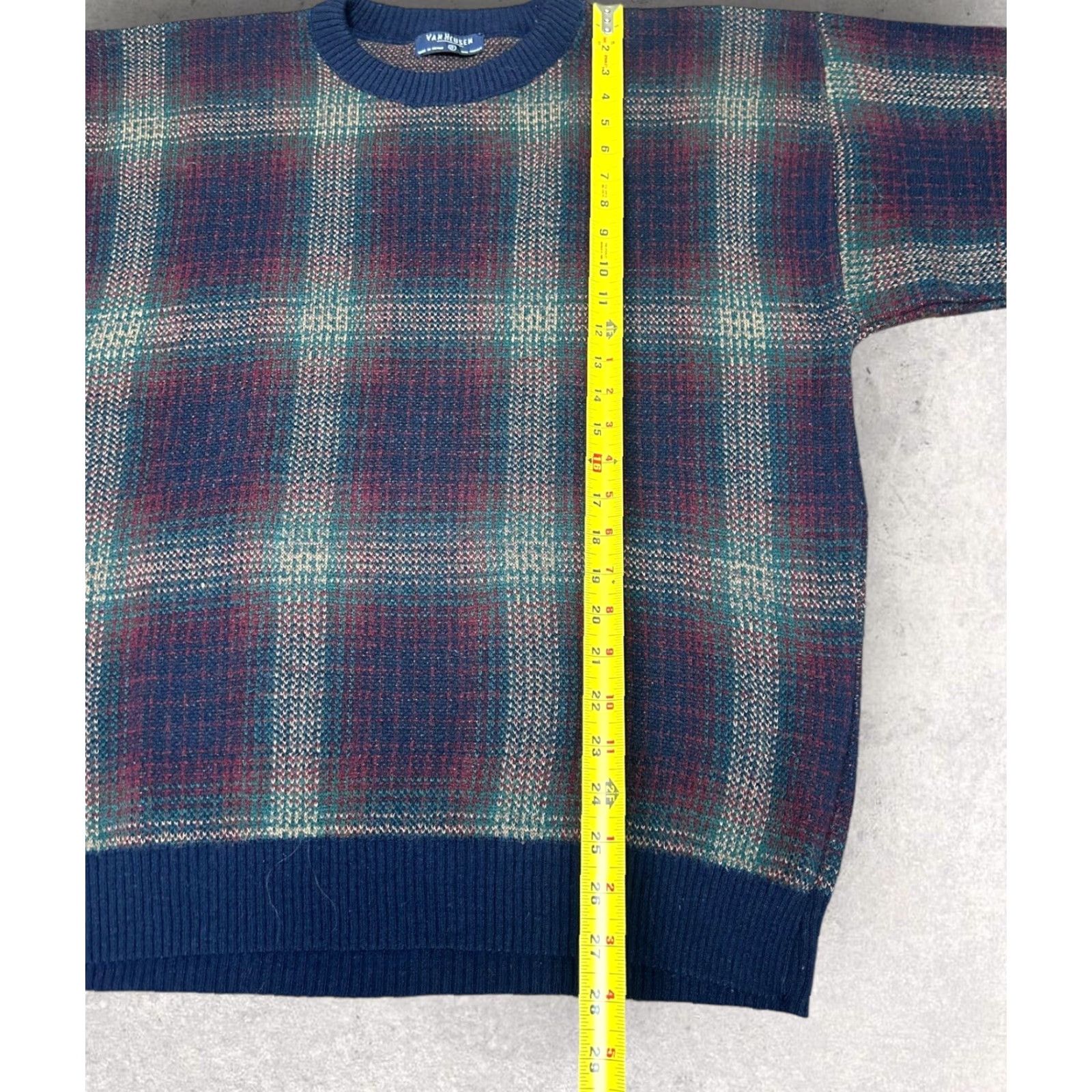 Van Heusen Vintage Van Heusen Men's Sweater 90s Long Sleeve Plaid Blue Acrylic Size Large Size US L / EU 52-54 / 3 - 7 Thumbnail