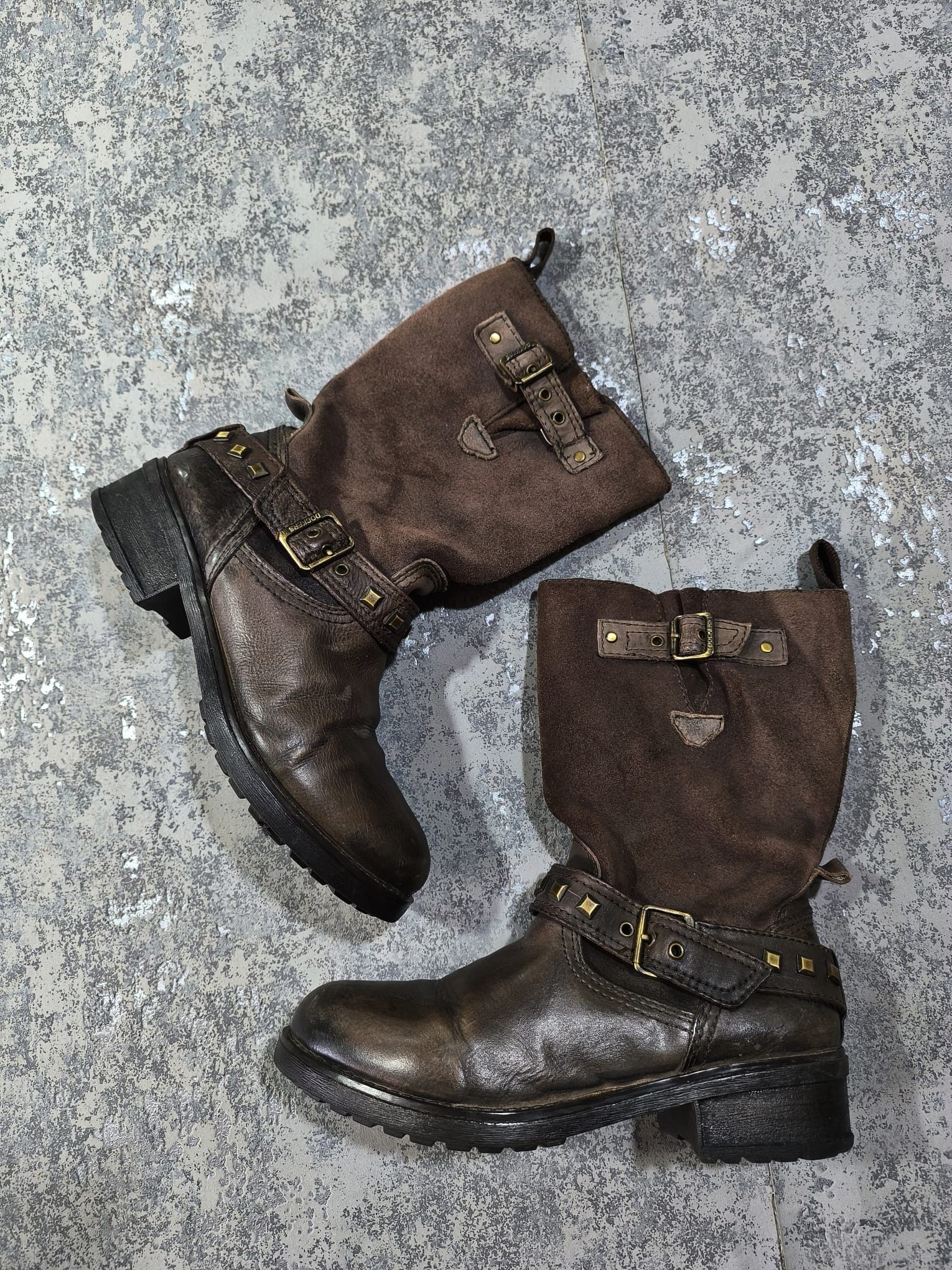 Hysteric Glamour vtg western studded belt strap brown real leather boots Size US 7 / IT 37 - 2 Thumbnail
