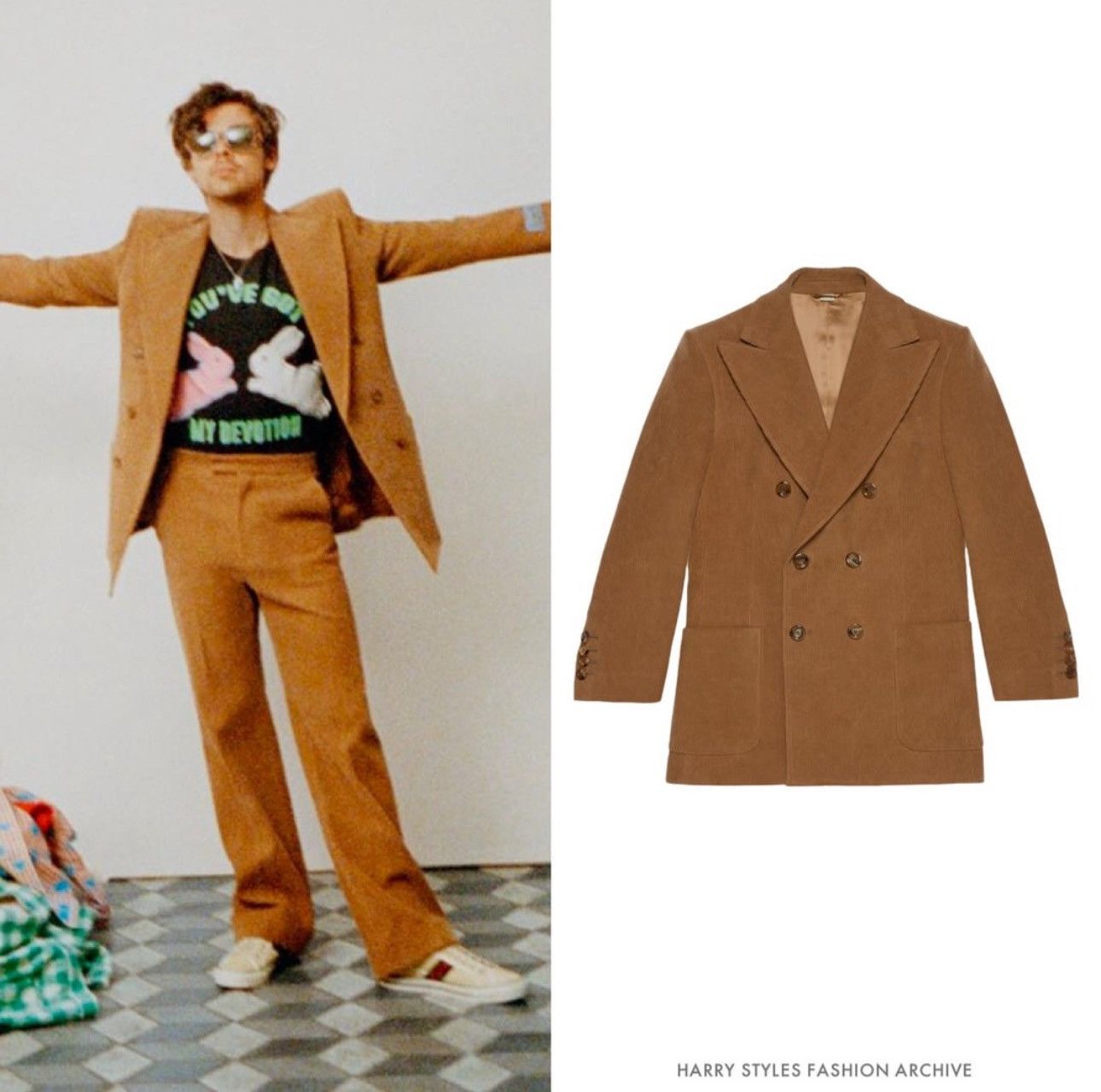 Gucci Gucci HA HA HA Harry Styles Corduroy Double Breasted Blazer Size 48S - 8 Thumbnail