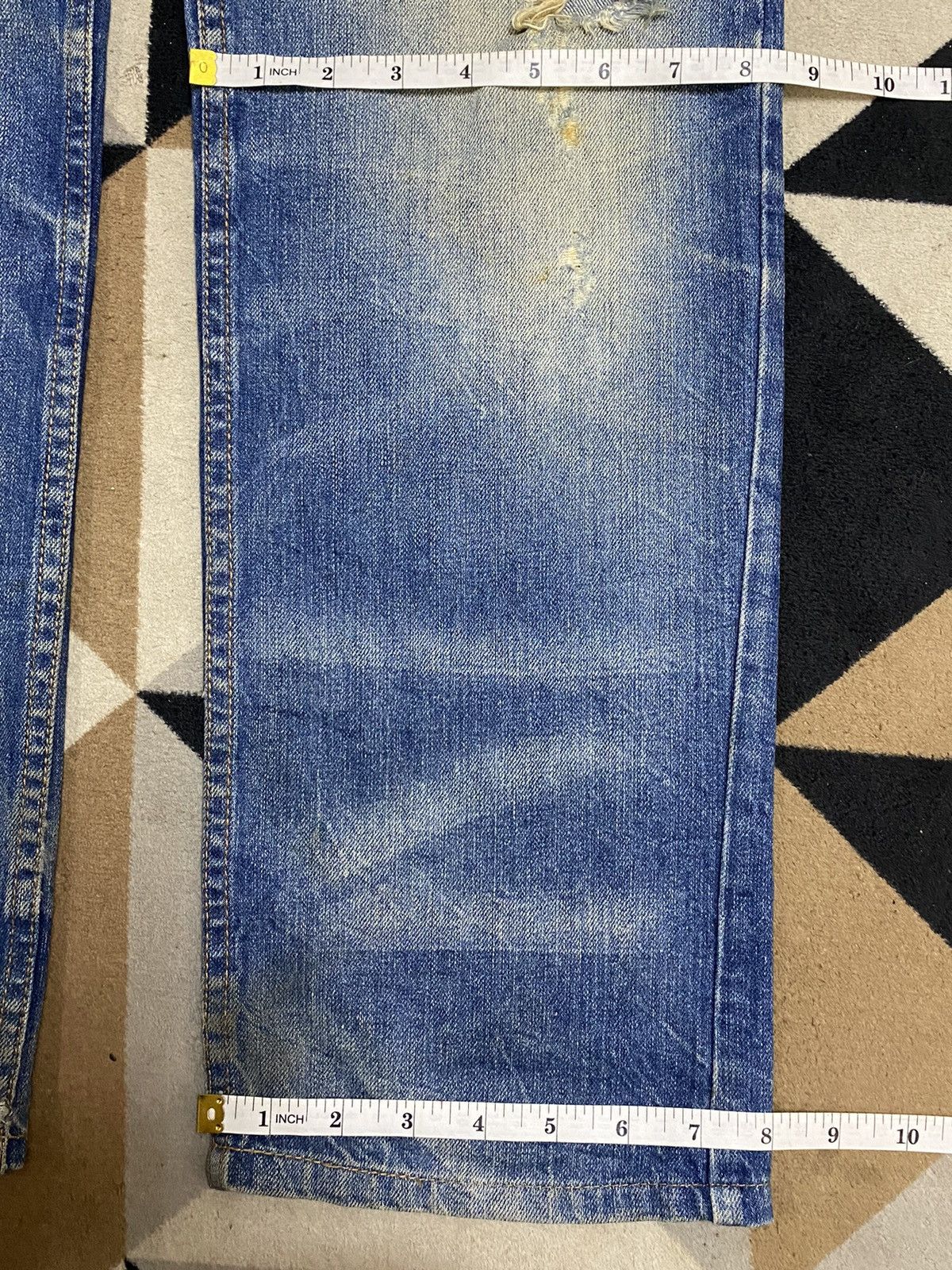 Japanese Brand Vintage Japanese Ruskk Whisker Patched Blue Wash Loose Jeans Size US 30 / EU 46 - 20 Thumbnail