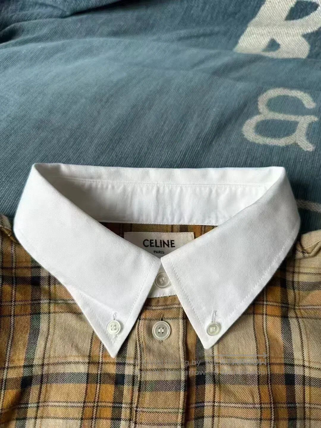 Celine CELINE Yellow Triomphe Check Shirt| Size US XXS / EU 40 - 3 Thumbnail
