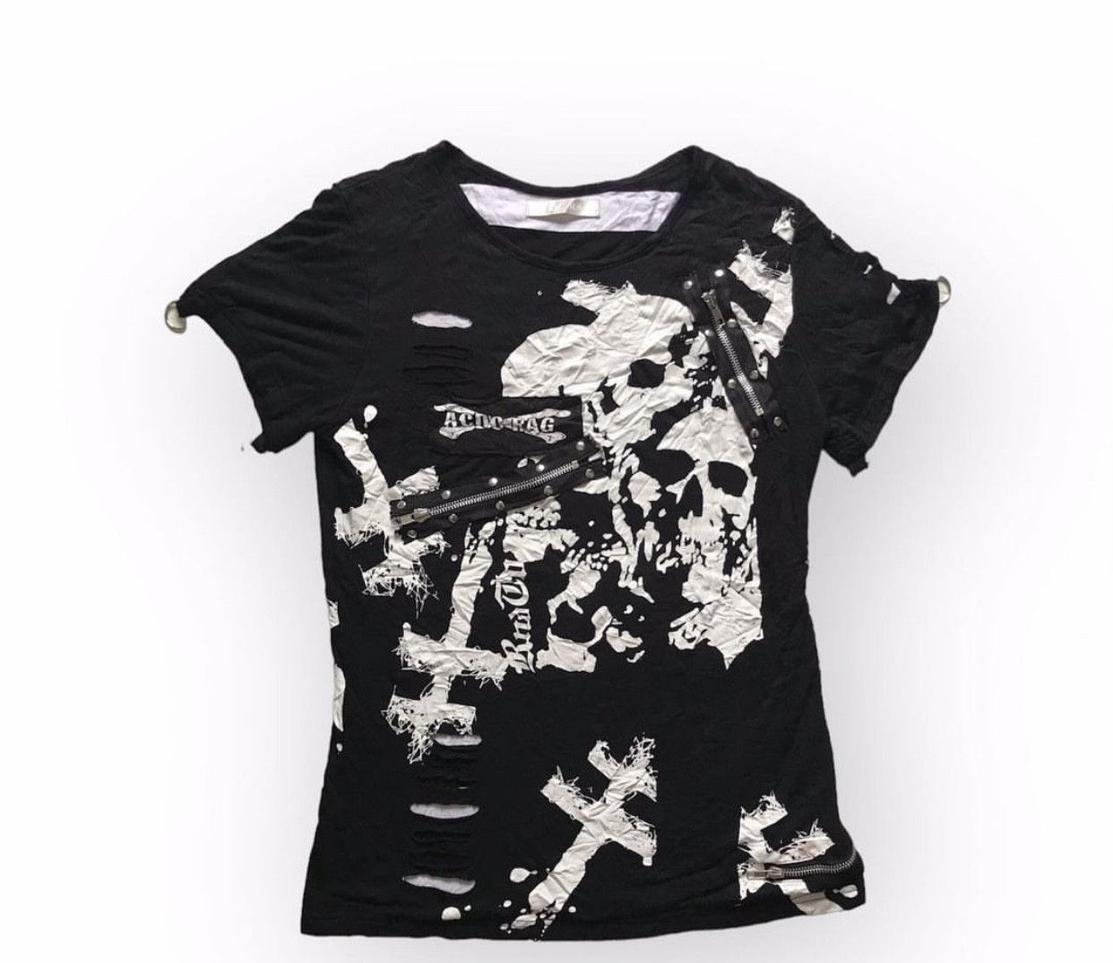 image of Seditionaries Acdc Rag Punk Style T-Shirts in Black, Men's (Size Medium)