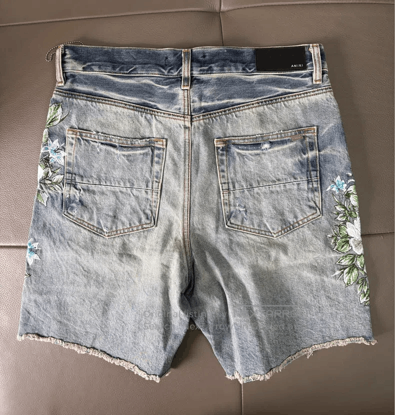 Amiri Amiri Size 30 Heavy industry flower embroidery hole cat bea Size US 30 / EU 46 - 2 Thumbnail