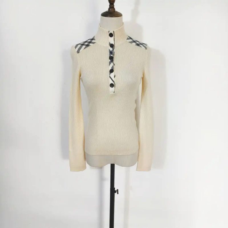 Burberry Burberry Women’s Cream Wool Long Sleeve Knit Top Size M / US 6-8 / IT 42-44 - 1 Thumbnail