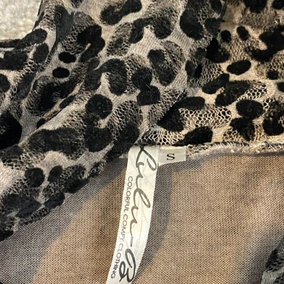 Vintage LULU B Dress Women Small Mini Floral Cheetah Print Sheer Lined Turtleneck Size S / US 4 / IT 40 - 2 Thumbnail