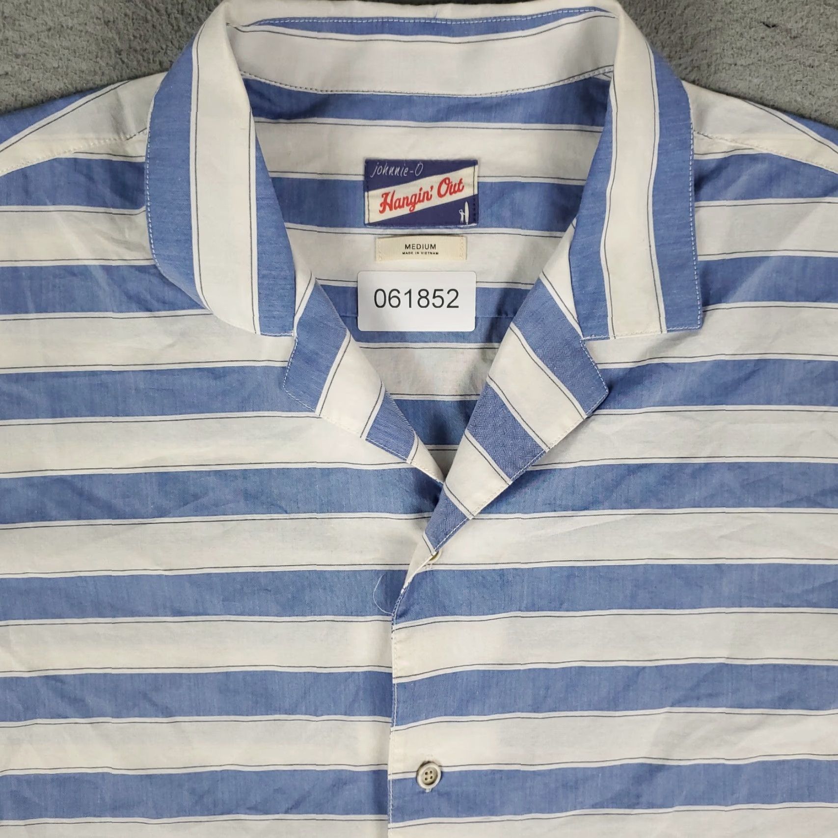 johnnie-O johnnie-O Shirt Adult Medium Blue White Striped Camp Collar Button Up Mens Size US M / EU 48-50 / 2 - 2 Thumbnail