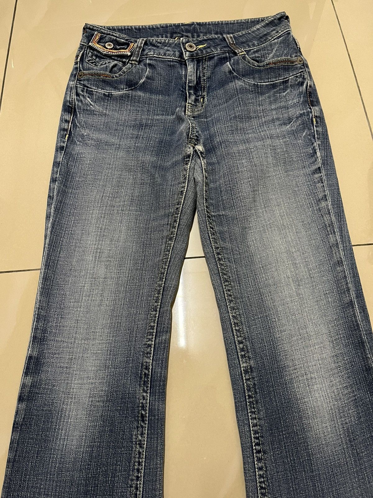 Japanese Brand Flare Jeans rainbow pocket denim distressed low rise Size US 28 / EU 44 - 5 Thumbnail