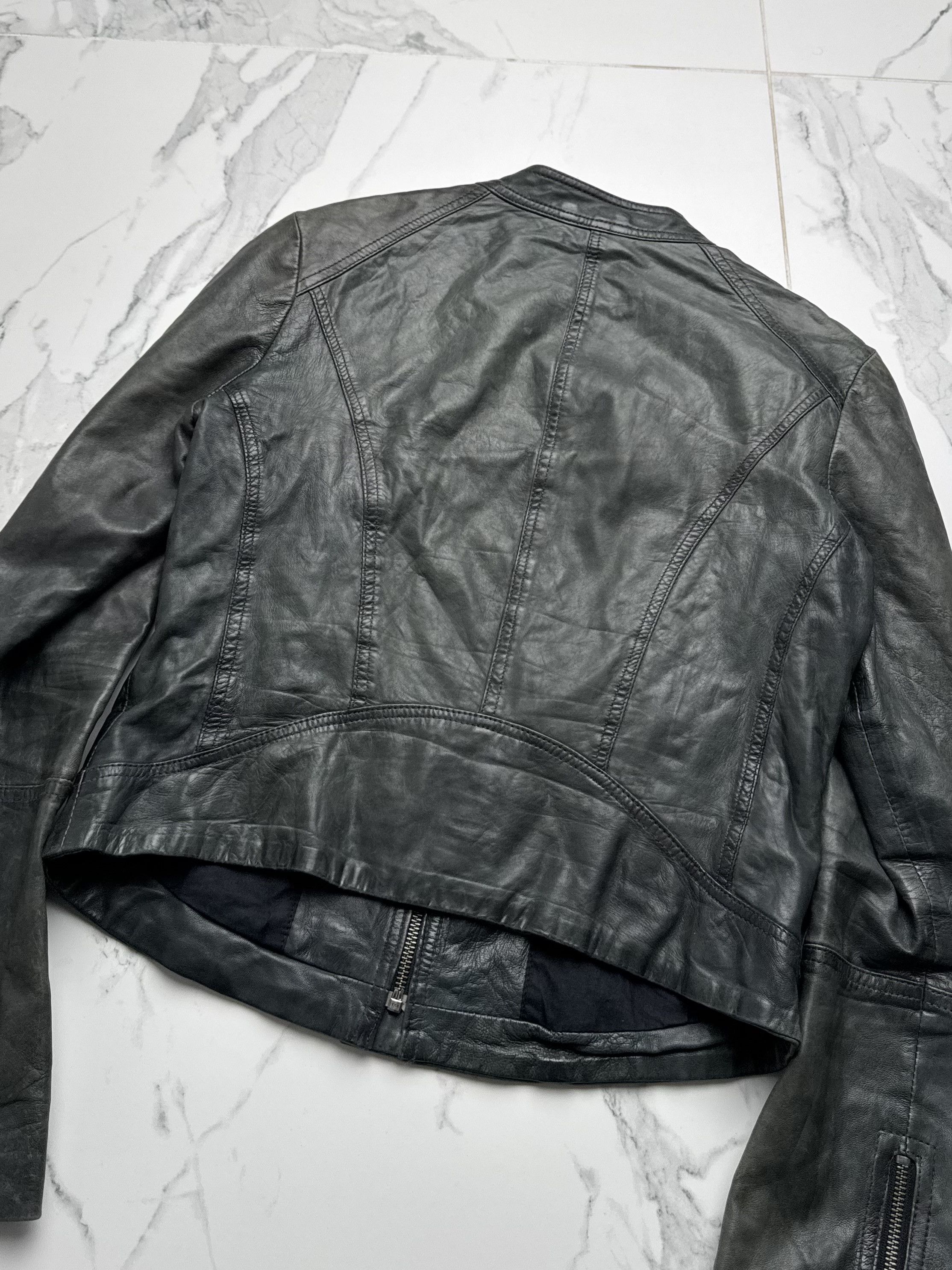 Vintage Vintage Khaki Leather Jacket Zip Up Minimalist Fitted Size M / US 6-8 / IT 42-44 - 10 Thumbnail