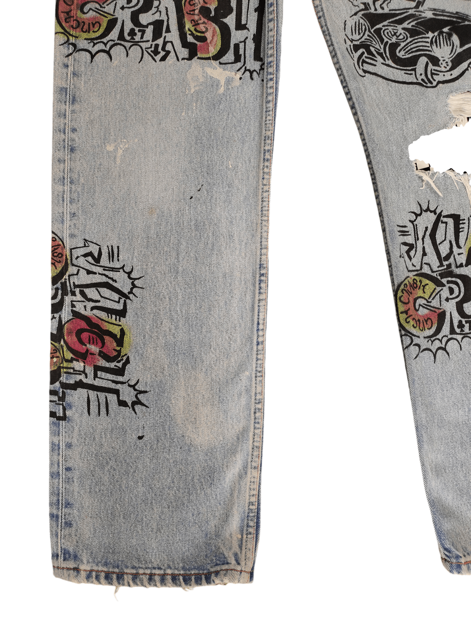 Levi's Vintage Clothing Vintage Levis 501 Mickey Mouse Distress Jeans Custom Size US 35 - 7 Thumbnail