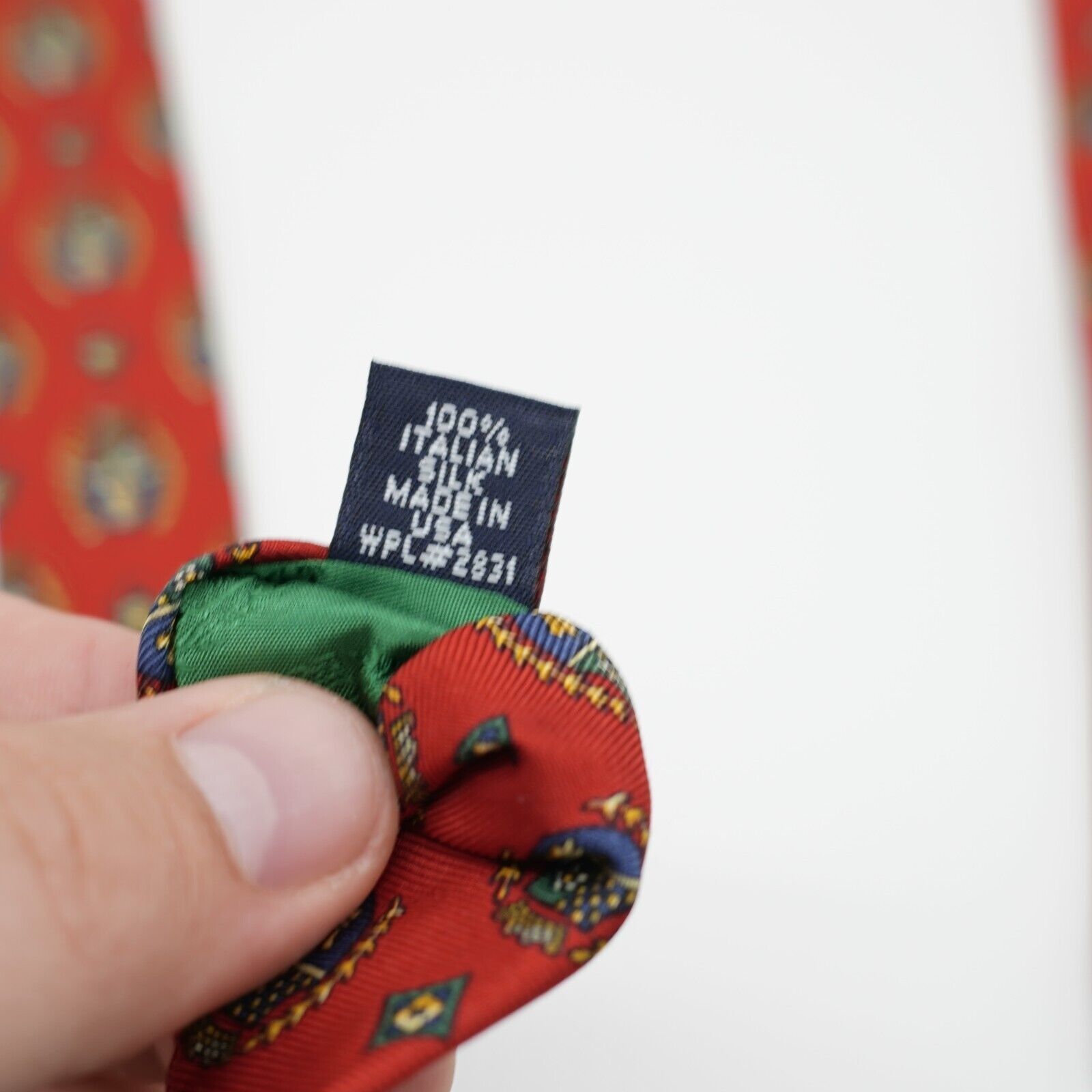 Tommy Hilfiger Vintage Tommy Hilfiger Red Crest Print Italian Silk Tie Wide Size ONE SIZE - 5 Thumbnail
