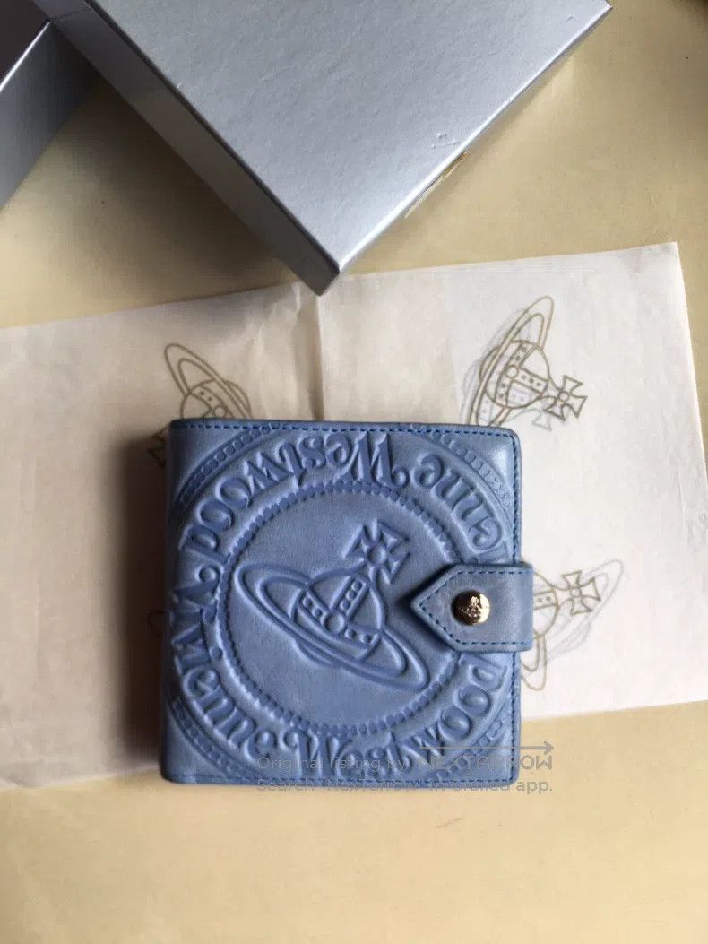 Vivienne Westwood Vivienne Westwood Fog Blue Saturn Embossed Short Leather W Size ONE SIZE - 1 Thumbnail