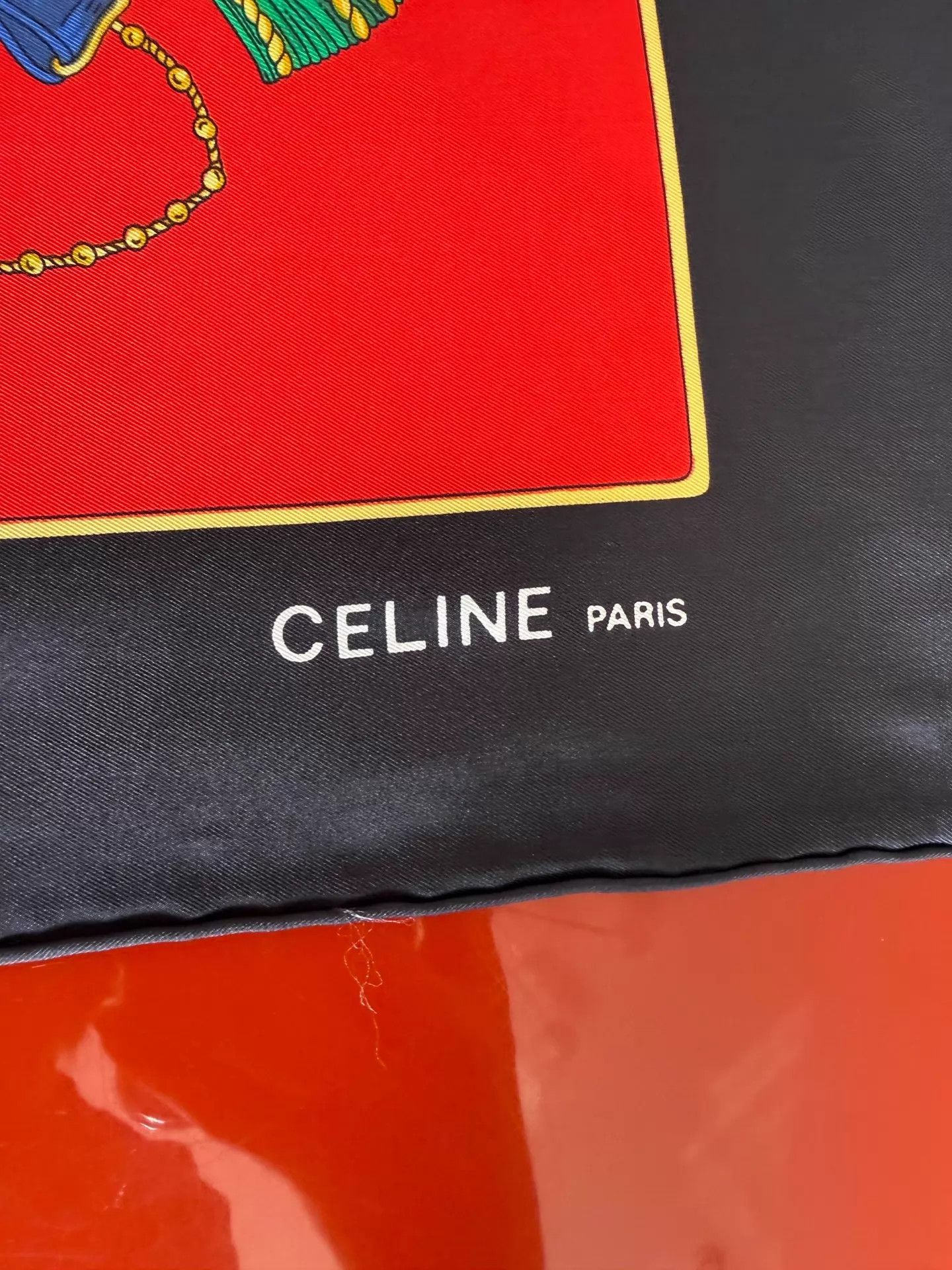 Celine Celine Vintage New Red-Black Chain Tassel 90 Scarf Size ONE SIZE - 4 Thumbnail