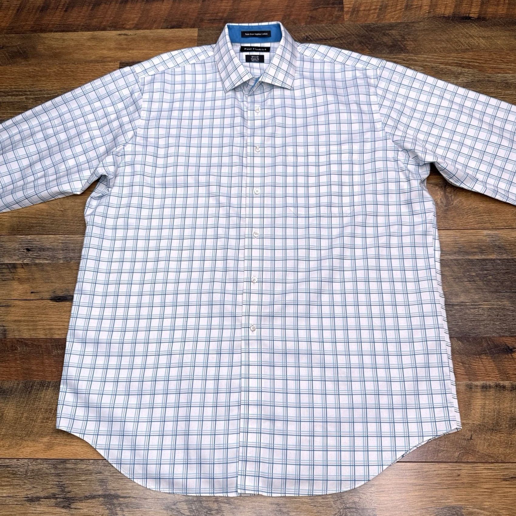 Vintage Paul Fredrick Shirt Mens 16.5 33 White Check Button-Up Non-Iron Classic Fit Long Sleeve Cotton Button-Up Shirt Mens White Check Non-Iron Classic Fit Size US XL / EU 56 / 4 - 4 Thumbnail