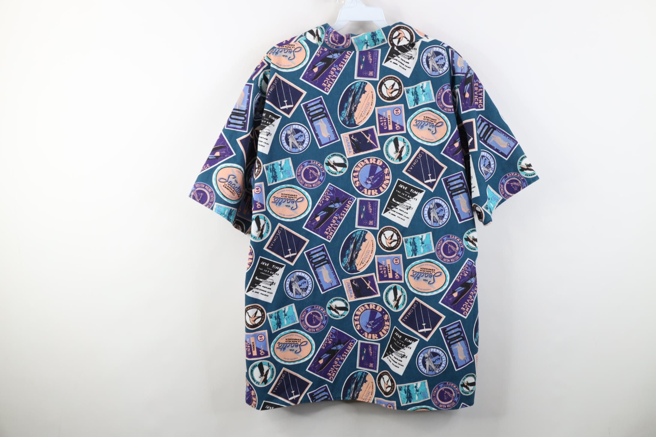 Vintage Deadstock Vintage 90s Airplane Stamp Camp Zip Shirt Jacket Size US M / EU 48-50 / 2 - 11 Thumbnail