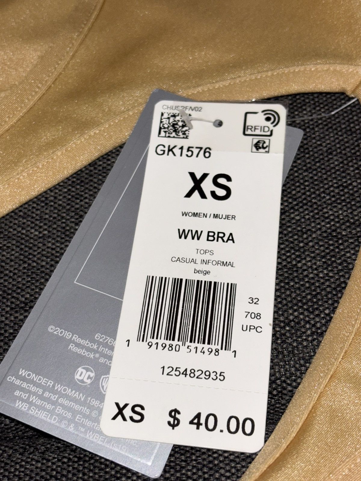 Reebok New Reebok Wonder Woman DC Sports Bra Gold Size XS GK1576 Size XS / US 0-2 / IT 36-38 - 10 Thumbnail