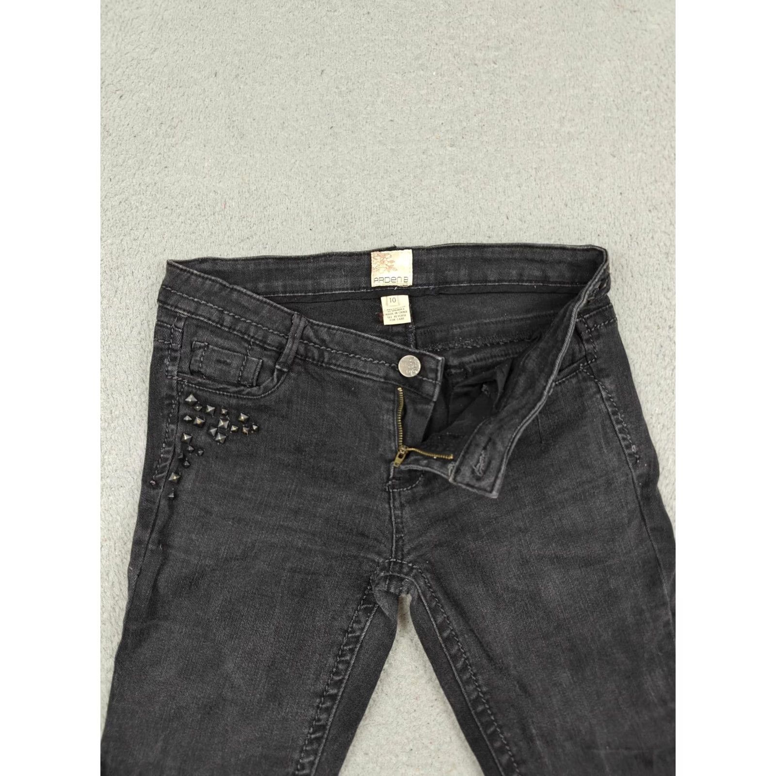 Vintage VINTAGE Arden B Jeans Womens 10 Black Charcoal Skinny Studded Ankle Zip Y2K Pants Womens Jeans Size 32" / US 10 / IT 46 - 2 Thumbnail