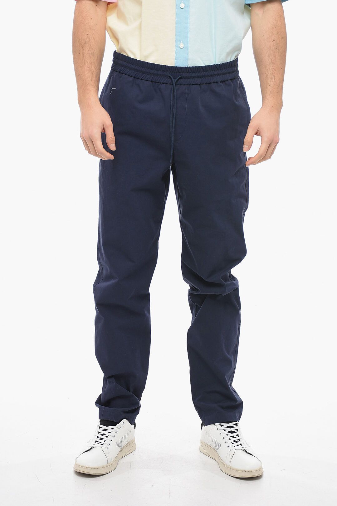 image of A P C Og1Mm0423 Cotton Drawstringed Pant In Blue, Men's (Size 36)