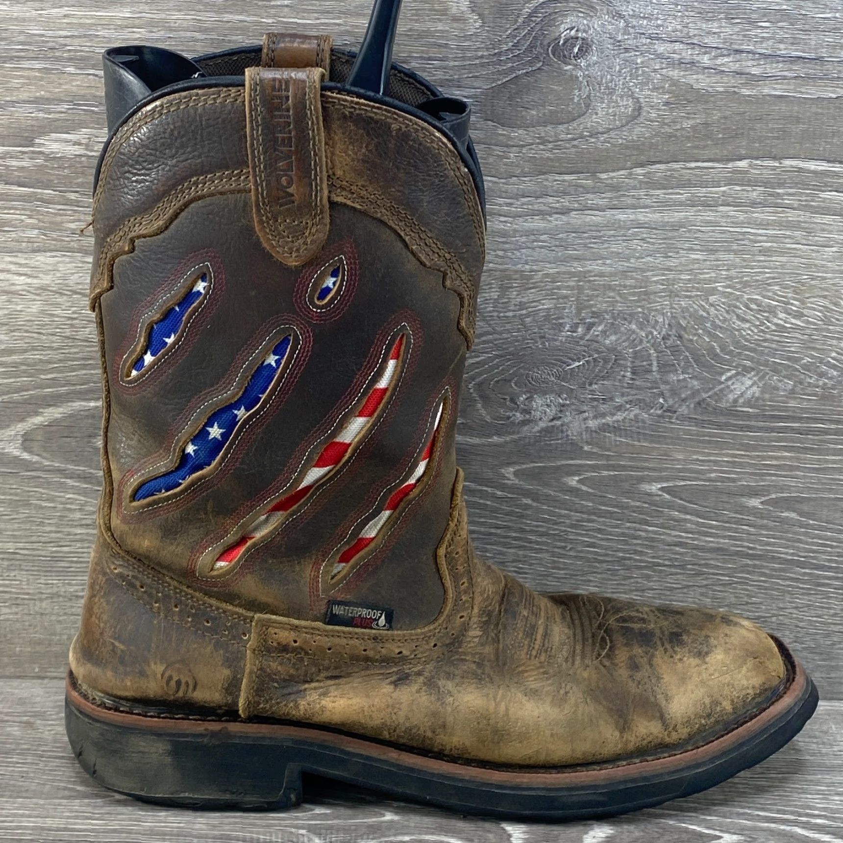 Vintage Wolverine Rancher Claw Mens 10.5 Brown Leather Square Steel Safety Toe Waterproof Cowboy Boots Boots Western Workwear Size US 10 / EU 43 - 2 Thumbnail