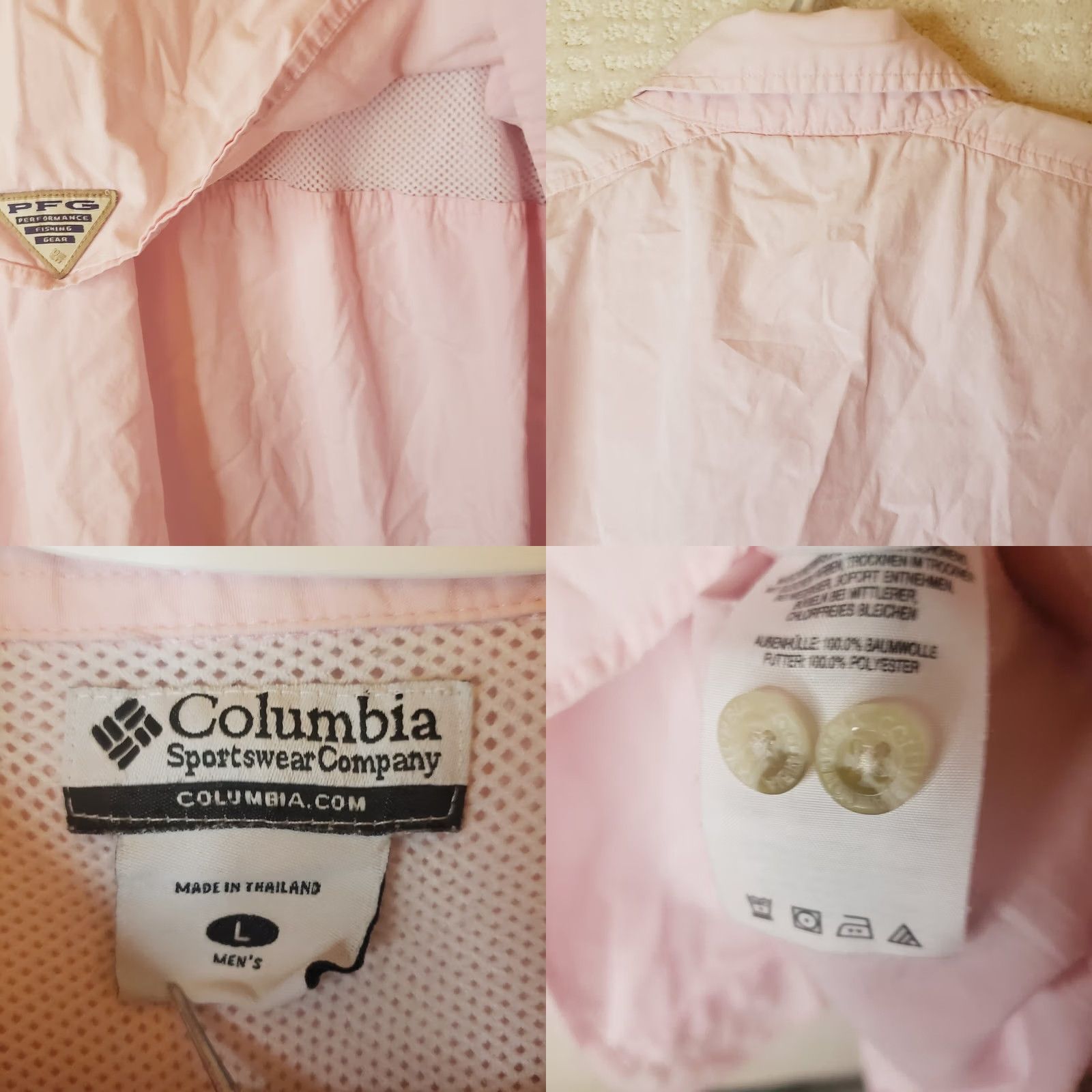 Pinko Columbia PFG Mens L Pink 100% Tactel Nylon Fishing Vented Long Sleeve Shirt Size US L / EU 52-54 / 3 - 9 Thumbnail