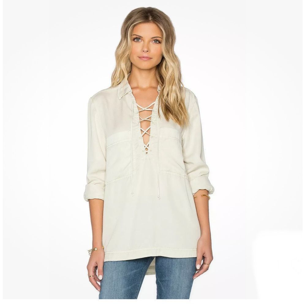 Free People Free People Under Your Spell Cream Lace Up Tunic Top $108 M Size M / US 6-8 / IT 42-44 - 1 Thumbnail