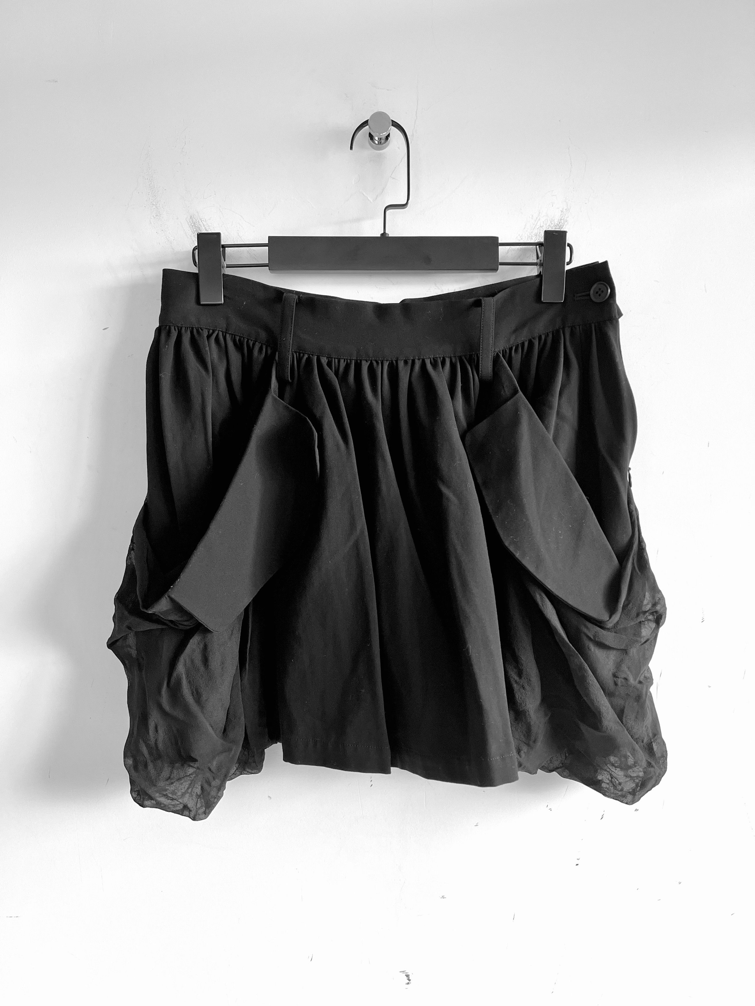 Limi Feu LIMI feu Yohji Yamamoto - Silk Gathered Pocket Mini Skirt Size 29" - 6 Thumbnail