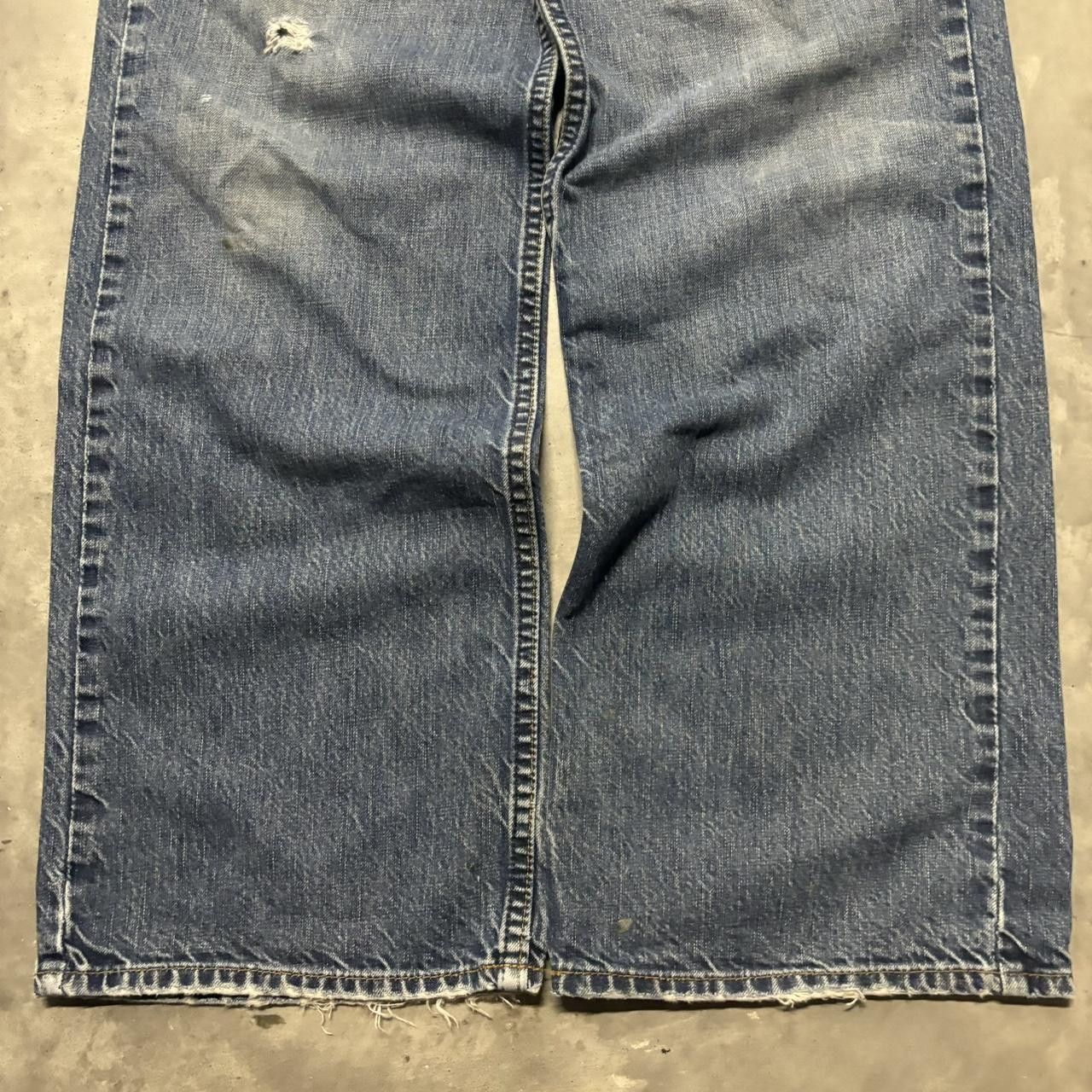 Japanese Brand × Vintage Crazy Vintage Y2K/2000s Baggy Dark Wash Bullhead Skater Workwear Denim Jeans! Size US 33 - 6 Thumbnail