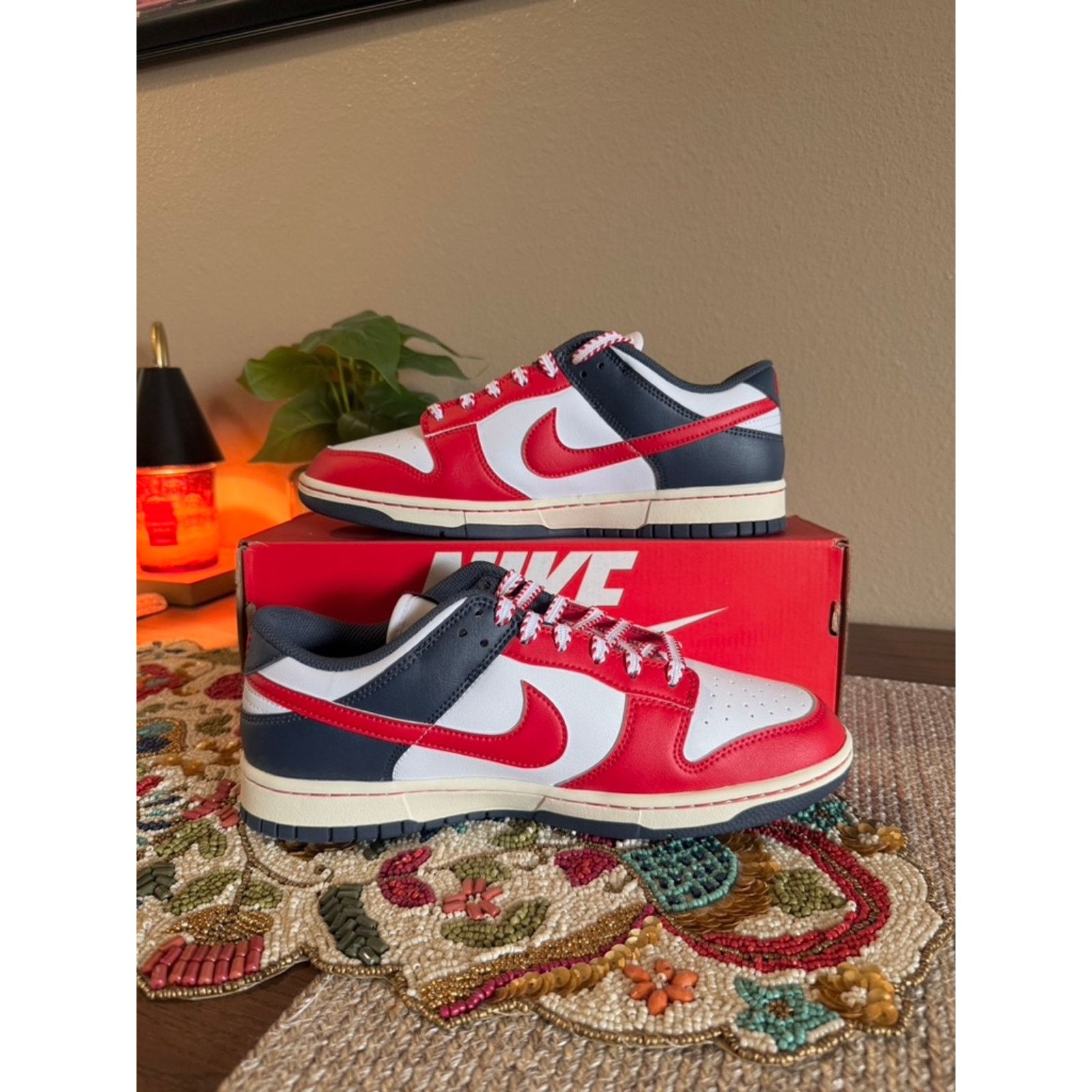 Nike Nike Dunk Low Boston Red Sox White University Red Navy Blue Size US 9 / EU 42 - 2 Thumbnail
