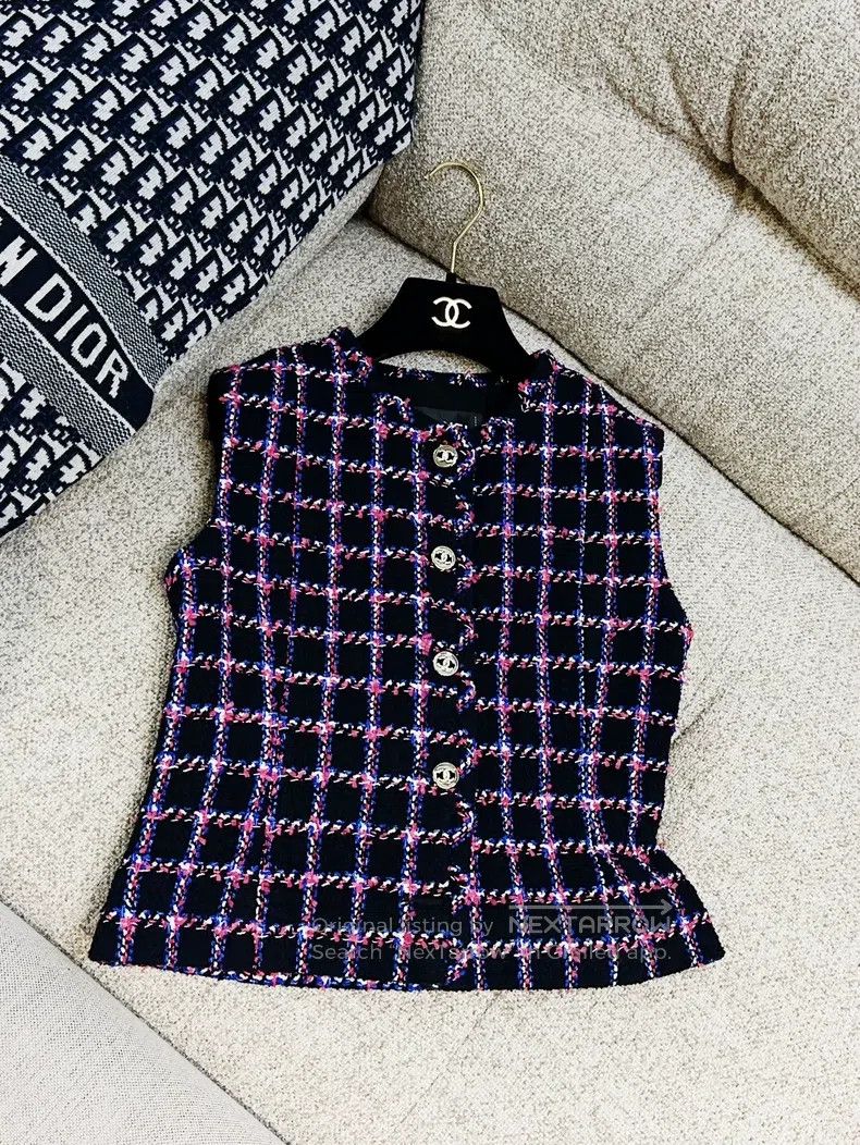 Chanel Chanel 24P purple plaid tweed vest Size XXS / US 00 / IT 34 - 4 Thumbnail
