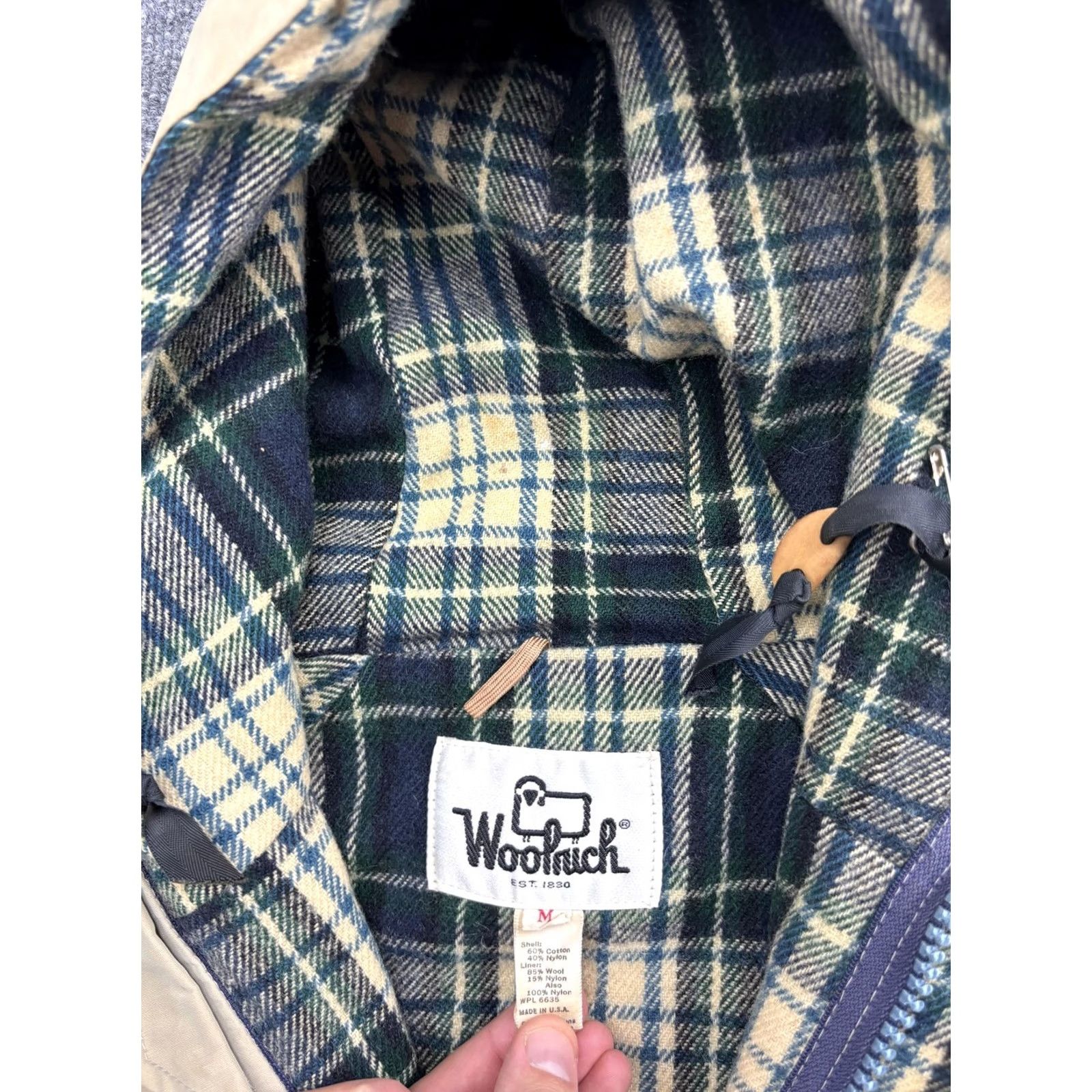 Vintage VINTAGE Woolrich Jacket Mens Medium Tan Hooded Wool Lined Parka Made USA 80s Size US M / EU 48-50 / 2 - 2 Thumbnail