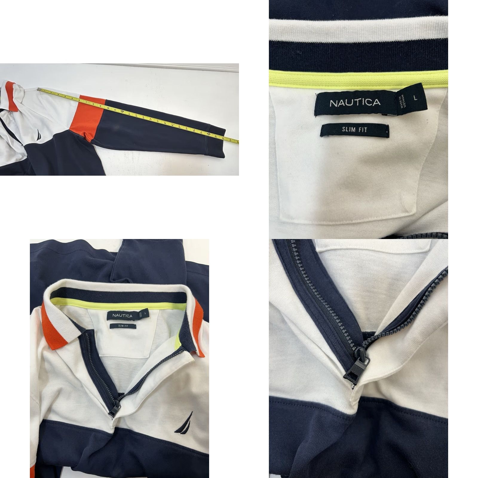 Nautica Nautica Polo Multicolor Colorblock Long Sleeve Slim Fit 1/4 Zip Navy? (Original color: Multicolor) - Men Large Shirt Size US L / EU 52-54 / 3 - 8 Thumbnail