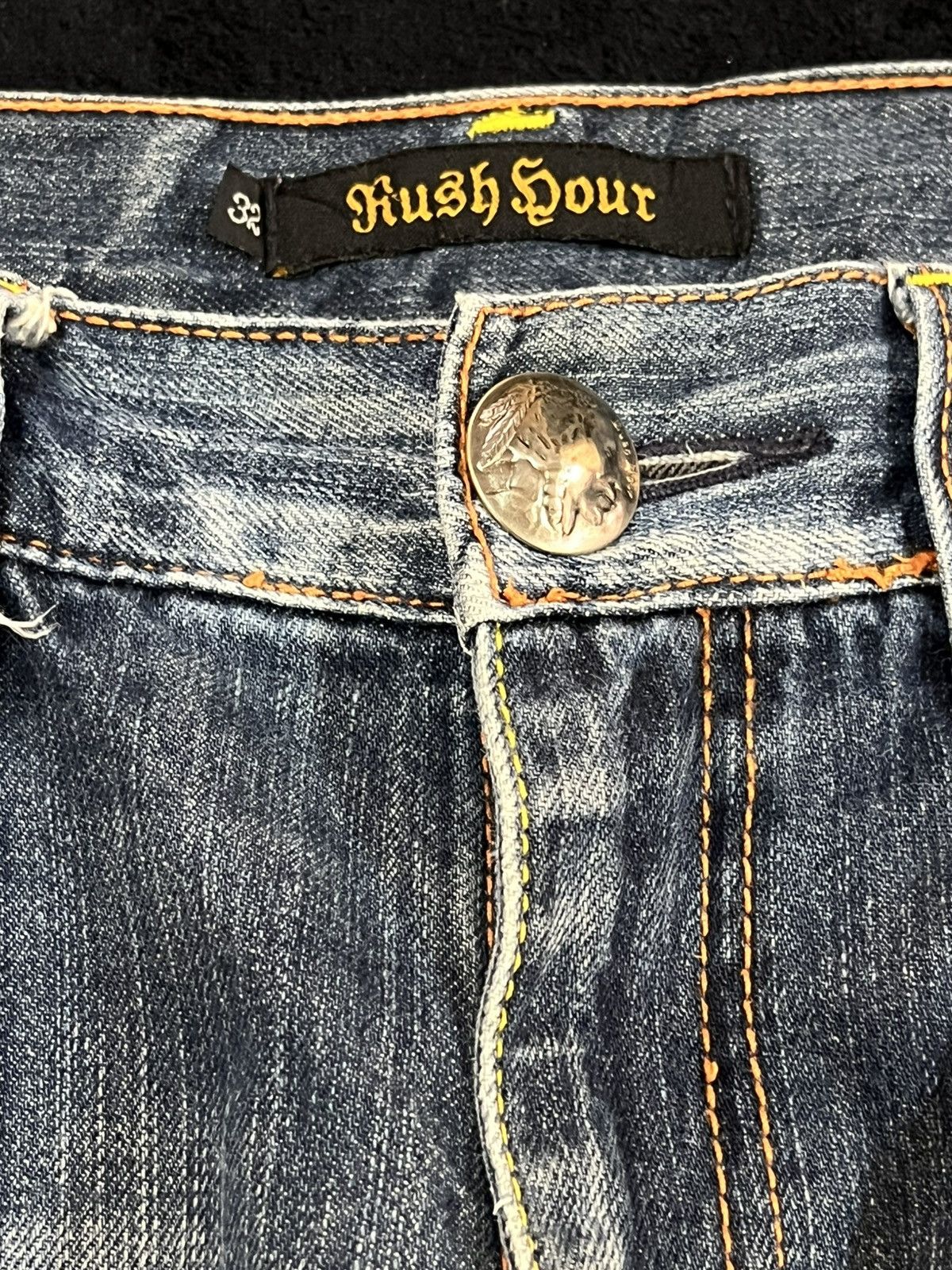 Edwin Vintage Rush Hour Red Indian Embroidded Buckle Belt Denim Size US 33 - 11 Thumbnail