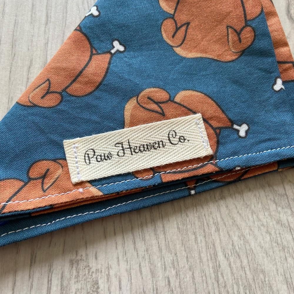 Designer Paw Heaven Co Blue Turkey Dog Bandana Size ONE SIZE - 4 Thumbnail