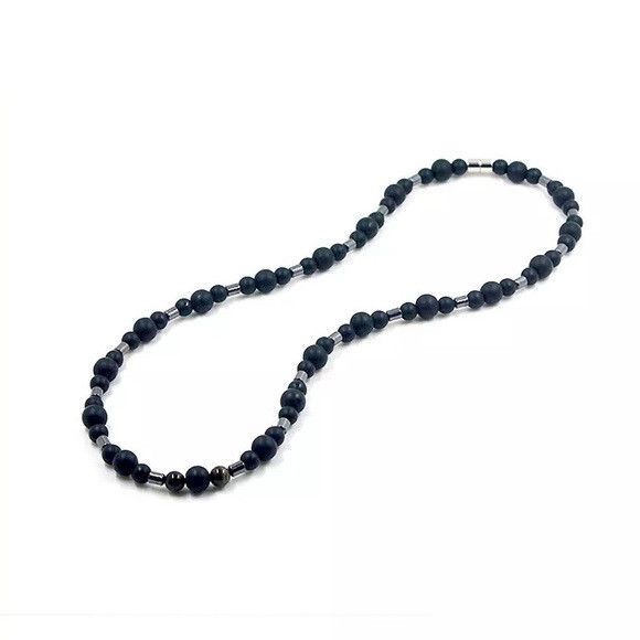 Other Unisex Classic Vintage Matt Black Stone Necklace Size ONE SIZE - 1 Thumbnail
