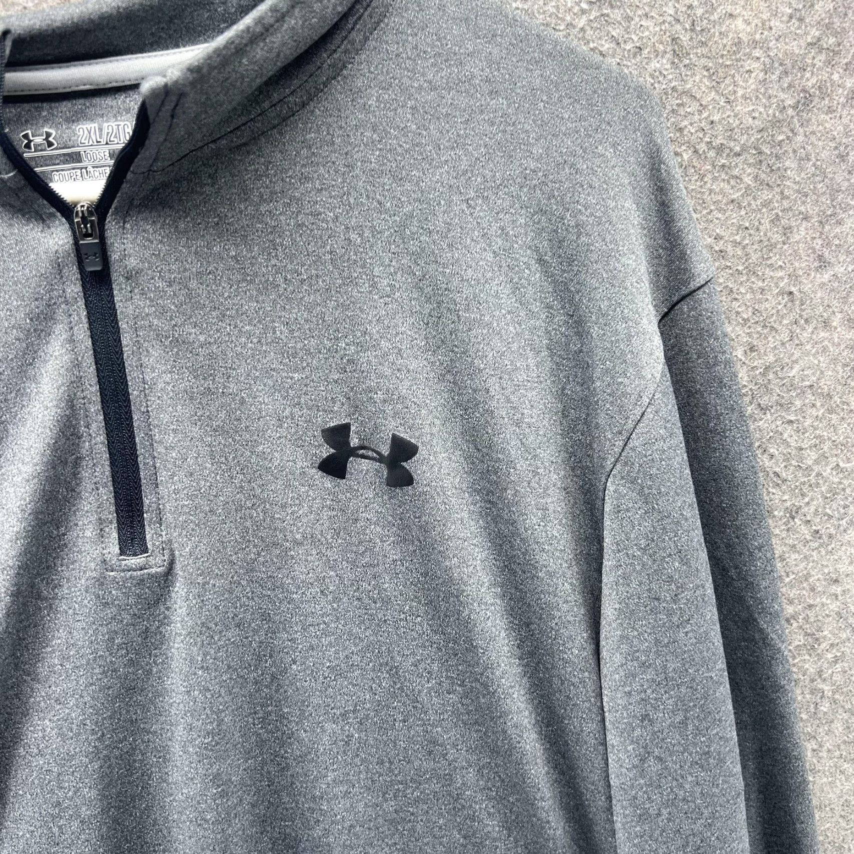 Under Armour Under Armour Shirt Mens 2XL Gray HeatGear 1/4 Zip Pullover Loose Fit Long Sleeve Mock Neck Athletic Gym Training Womens? Size US XXL / EU 58 / 5 - 6 Thumbnail