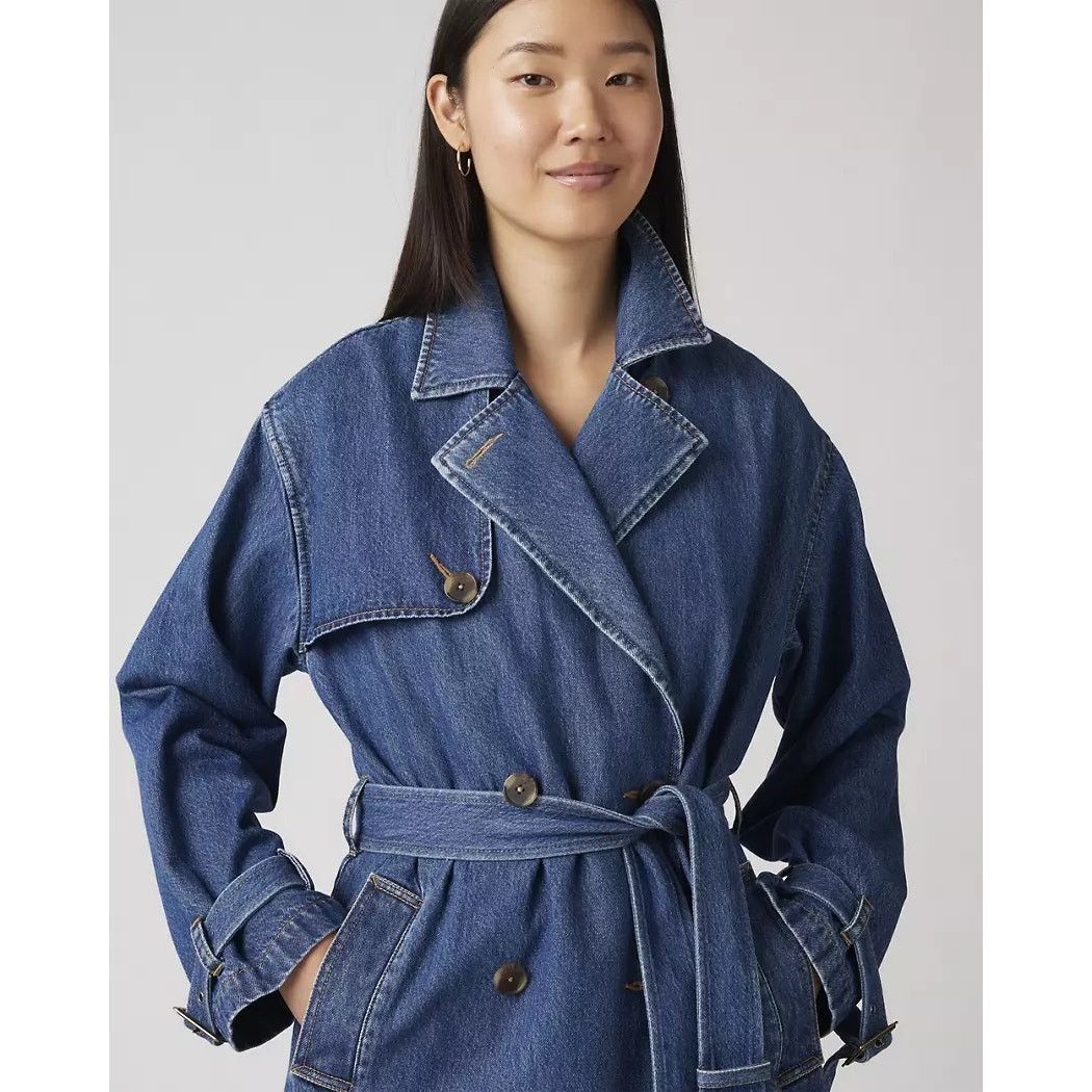 Levi's LEVIS WOMEN'S SMALL SPADE TRENCH COAT DARK WASH A89760001 Size S / US 4 / IT 40 - 3 Thumbnail