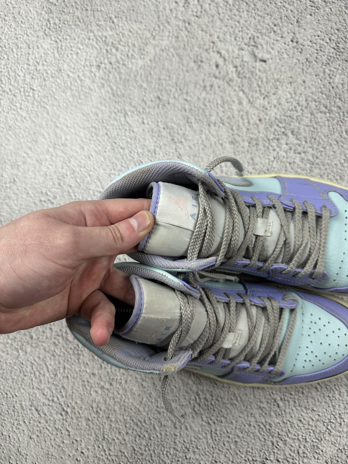 Nike Nike Jordan 1 Mid Purple Aqua Leather Sneakers Y2K Disressed Size US 8.5 / EU 41-42 - 14 Thumbnail